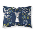 Blue Flowers Italian Greyhound Fabric Standard Pillowcase
