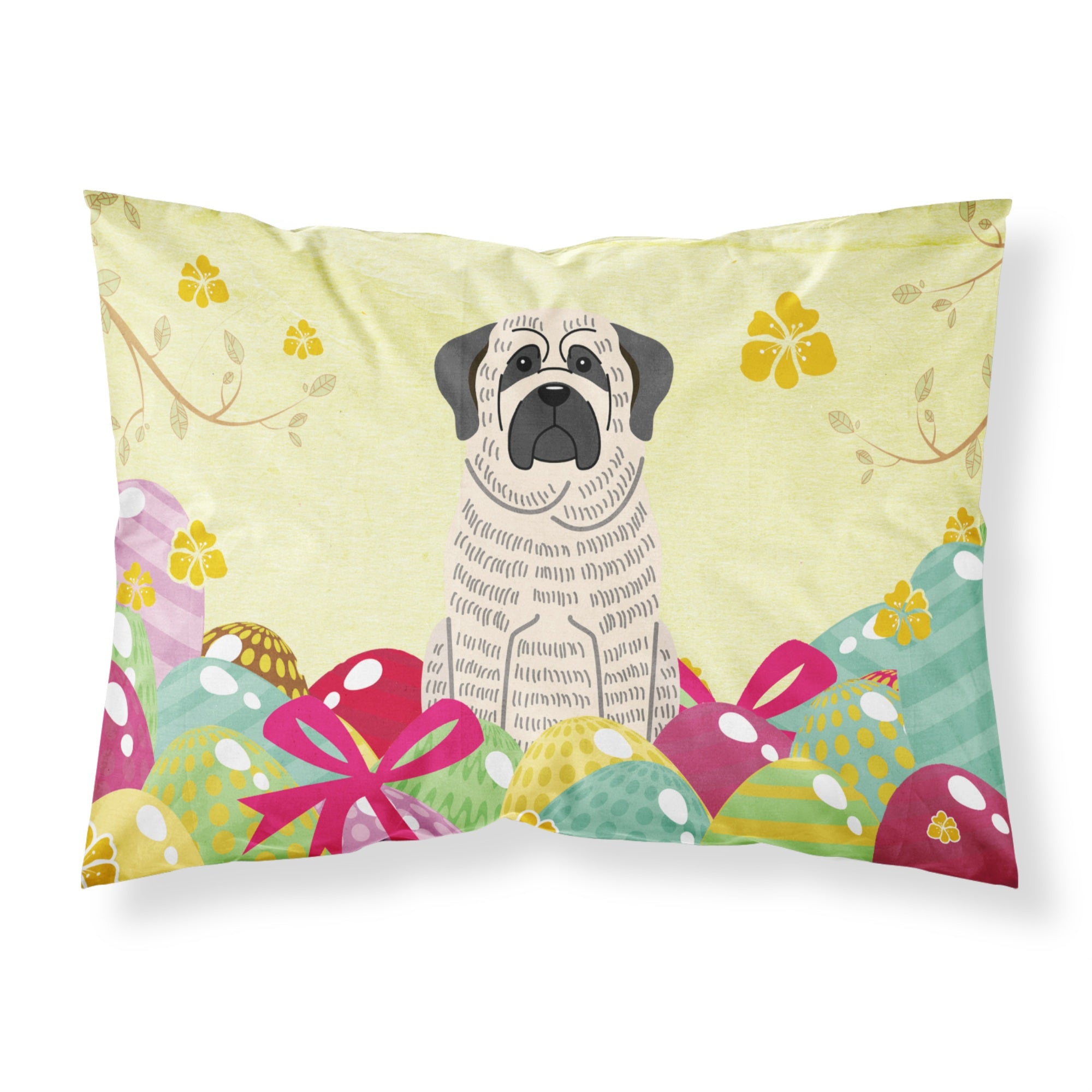 Easter Eggs Mastiff Brindle White Fabric Standard Pillowcase