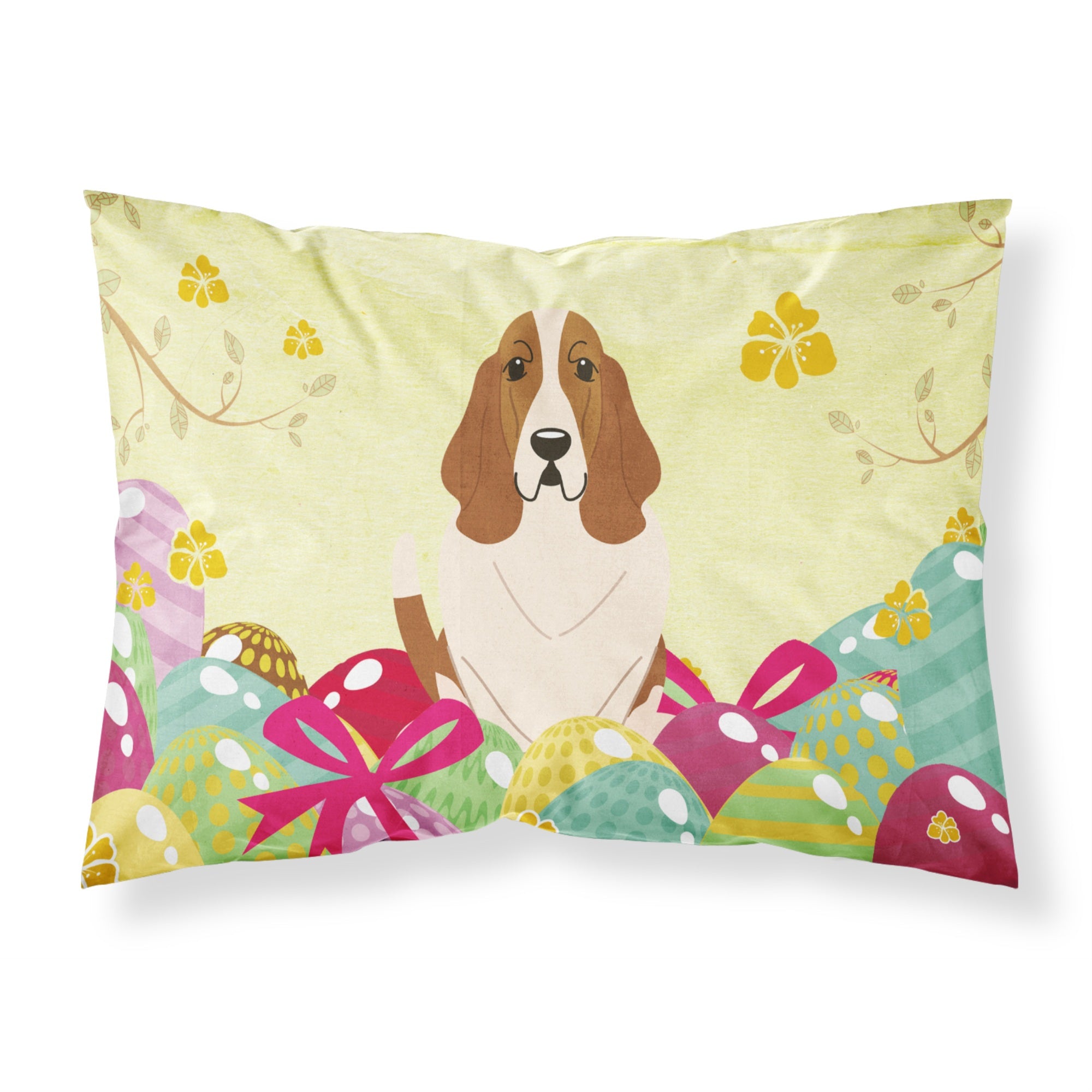 Easter Eggs Basset Hound Fabric Standard Pillowcase