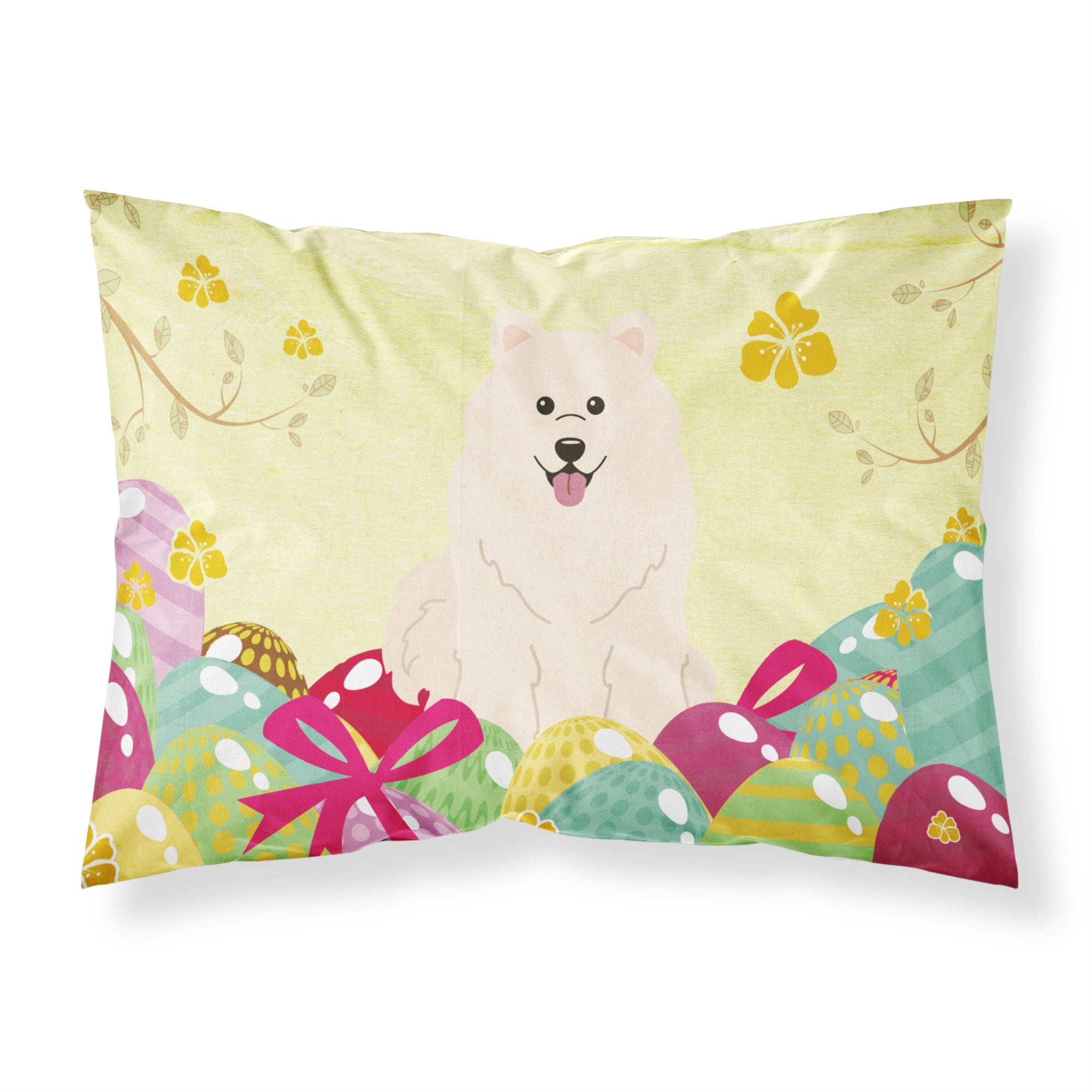 Easter Eggs Samoyed Fabric Standard Pillowcase