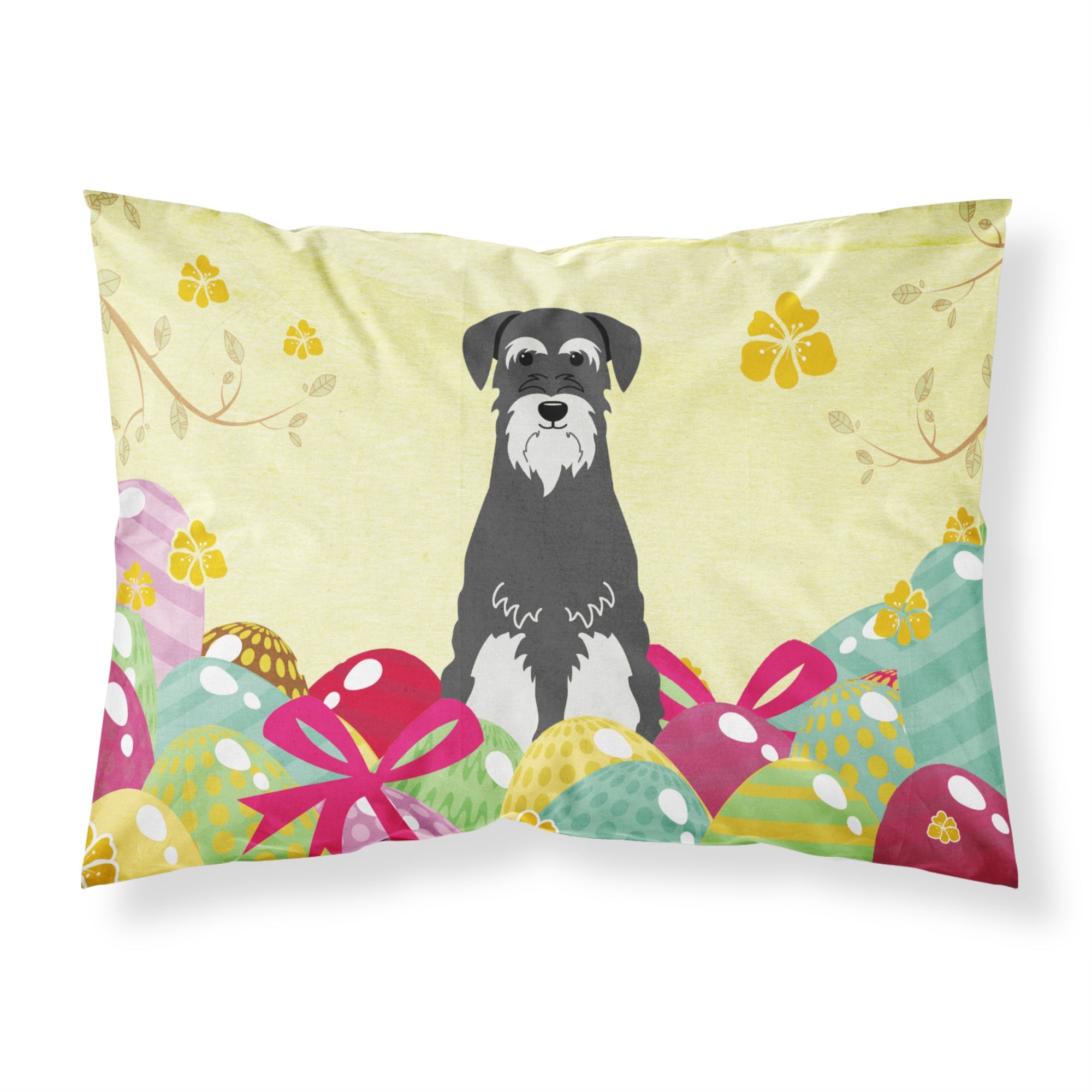 Easter Eggs Standard Schnauzer Salt and Pepper Fabric Standard Pillowcase