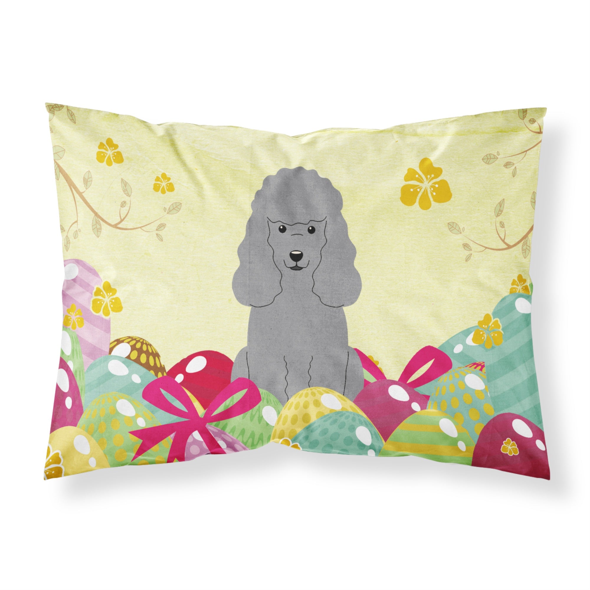 Easter Eggs Poodle Silver Fabric Standard Pillowcase