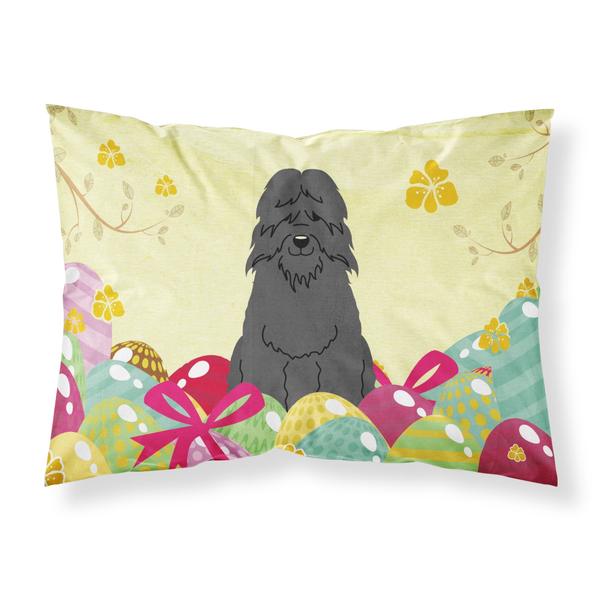 Easter Eggs Bouvier des Flandres Fabric Standard Pillowcase