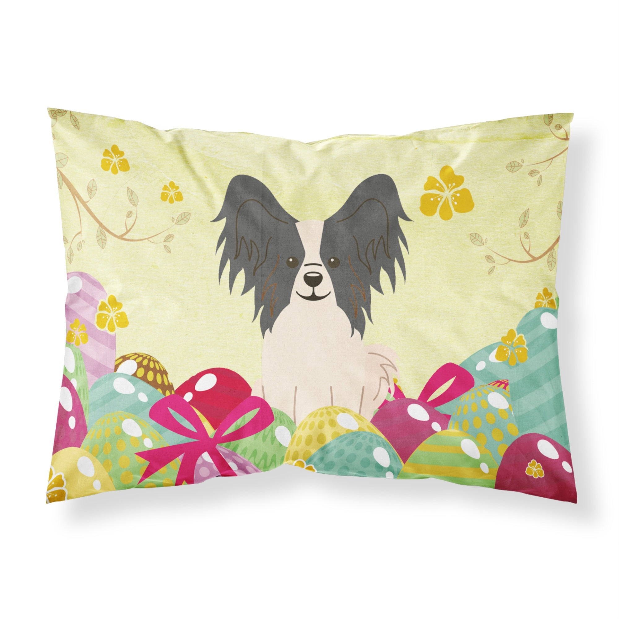 Easter Eggs Papillon Black White Fabric Standard Pillowcase
