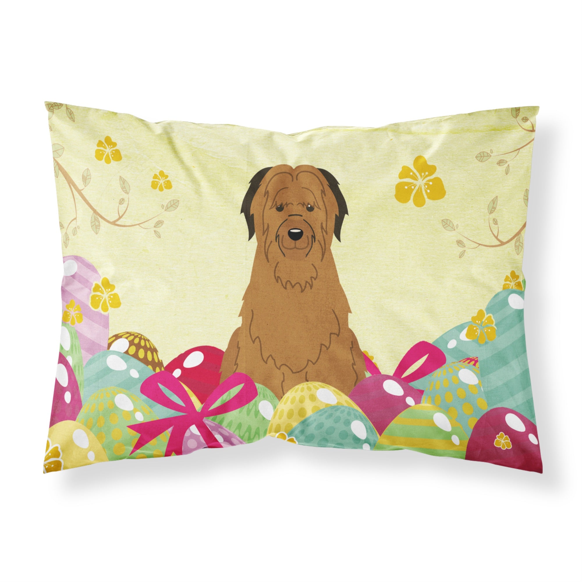 Easter Eggs Briard Brown Fabric Standard Pillowcase