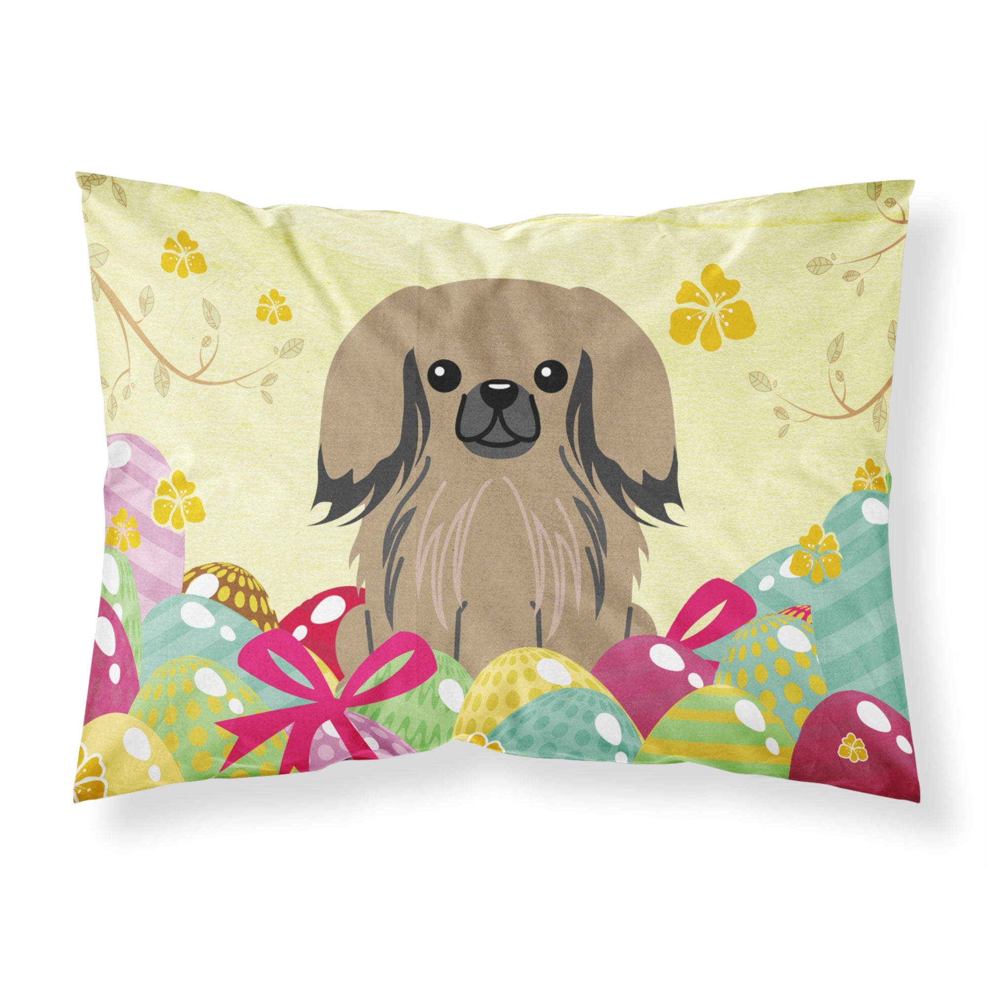 Easter Eggs Pekingnese Tan Fabric Standard Pillowcase