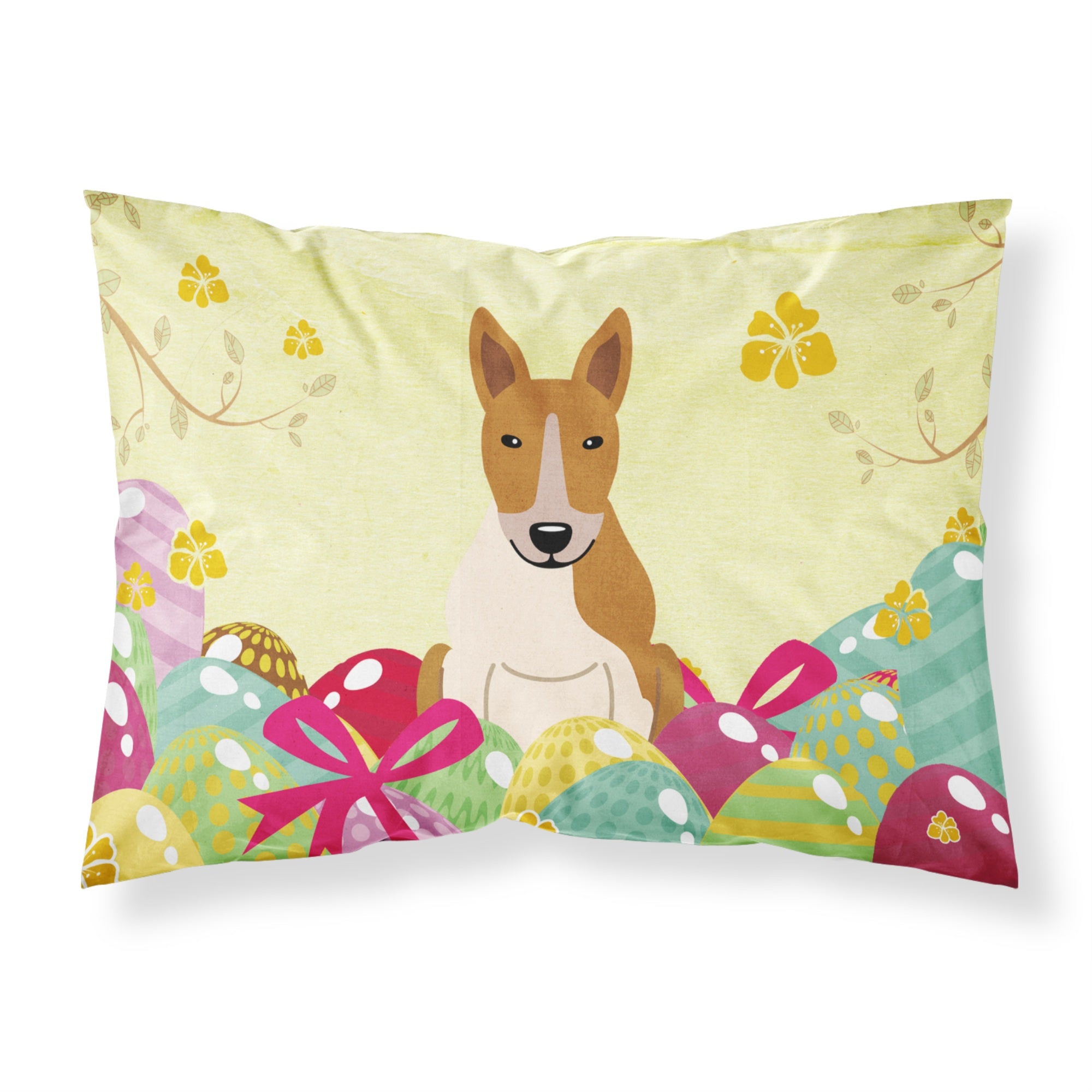 Easter Eggs Bull Terrier Red White Fabric Standard Pillowcase