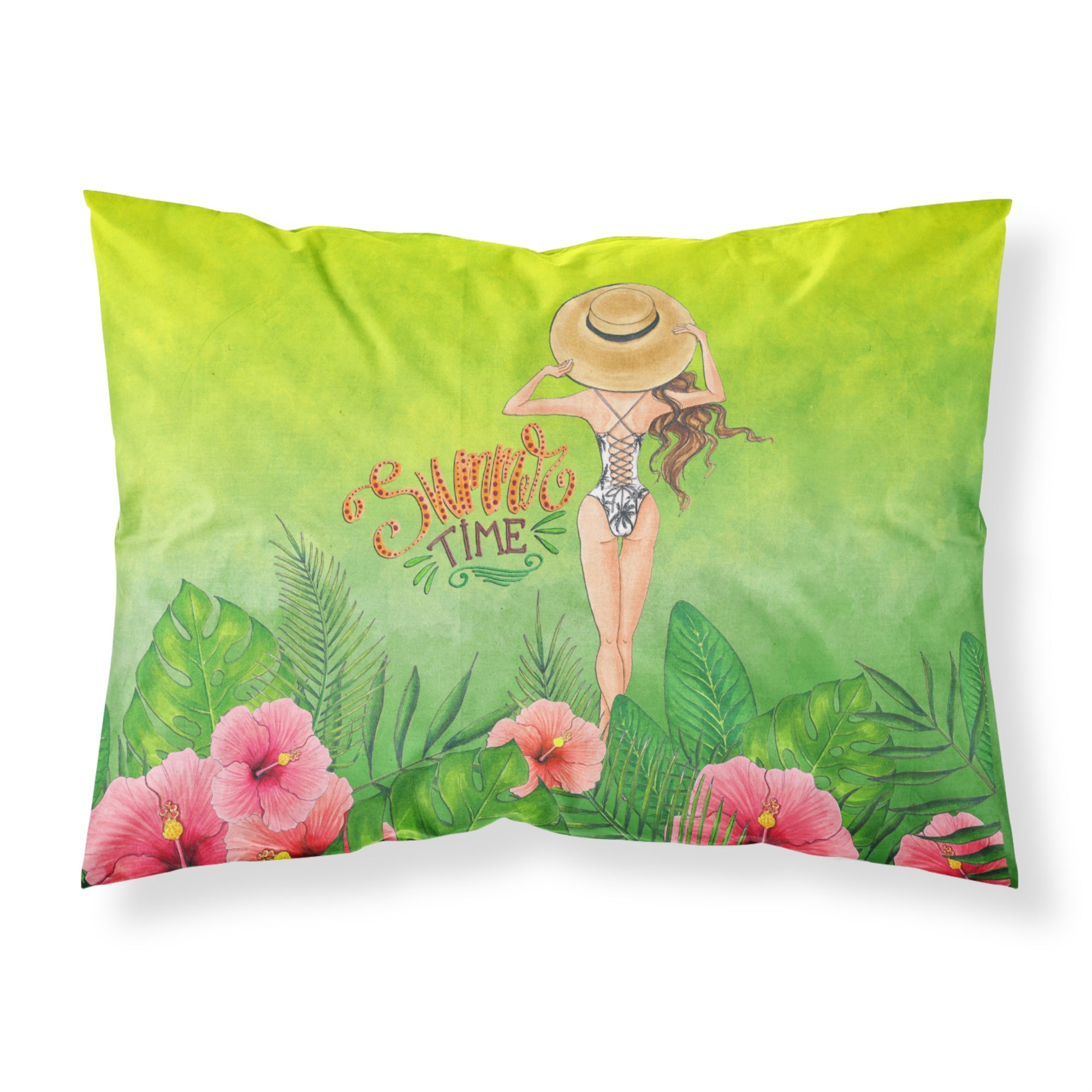 Summer Time Lady in Swimsuit Fabric Standard Pillowcase