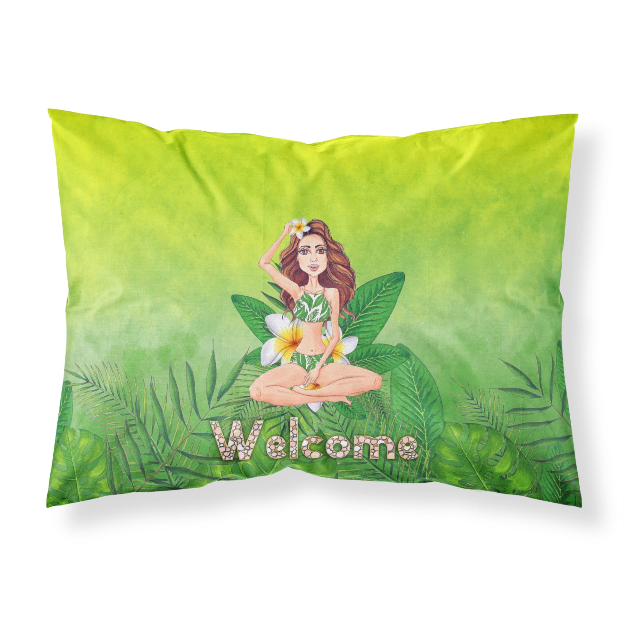 Welcome Lady in Bikini Summer Fabric Standard Pillowcase