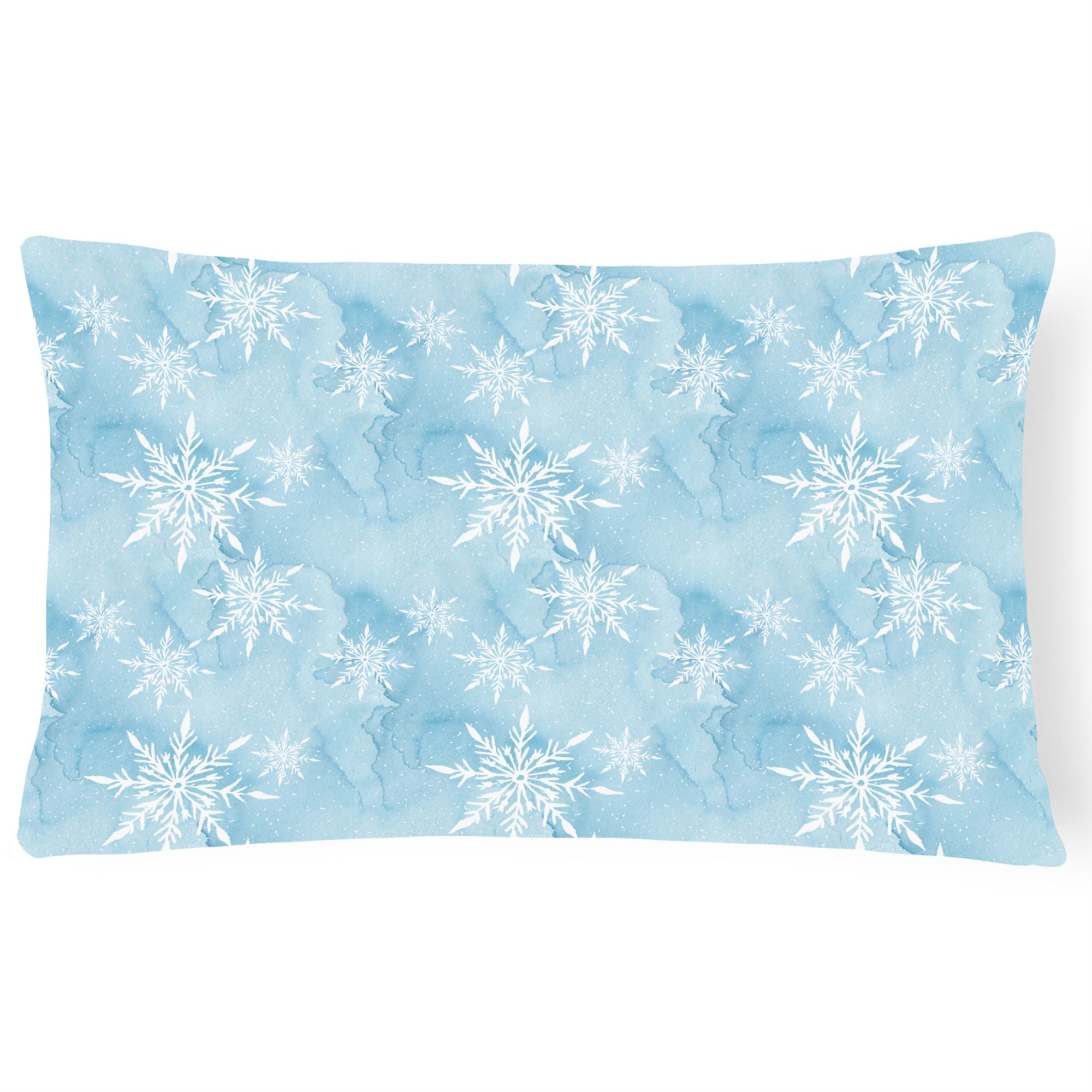 Carolines Treasures BB7552PW1216 Watercolor Snowflake on Light Blue Outdoor Canvas Pillow, Multicolor