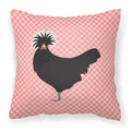 Carolines Treasures BB7834PW1414 Polish Poland Chicken Pink Check Outdoor Canvas Fabric Decorative Pillow, 14 x 3 x 14