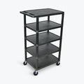 Luxor Five Flat Shelf Black Utility Cart