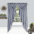 Buffalo Check Gathered Swag Window Curtain Pair - 72x63 - Navy