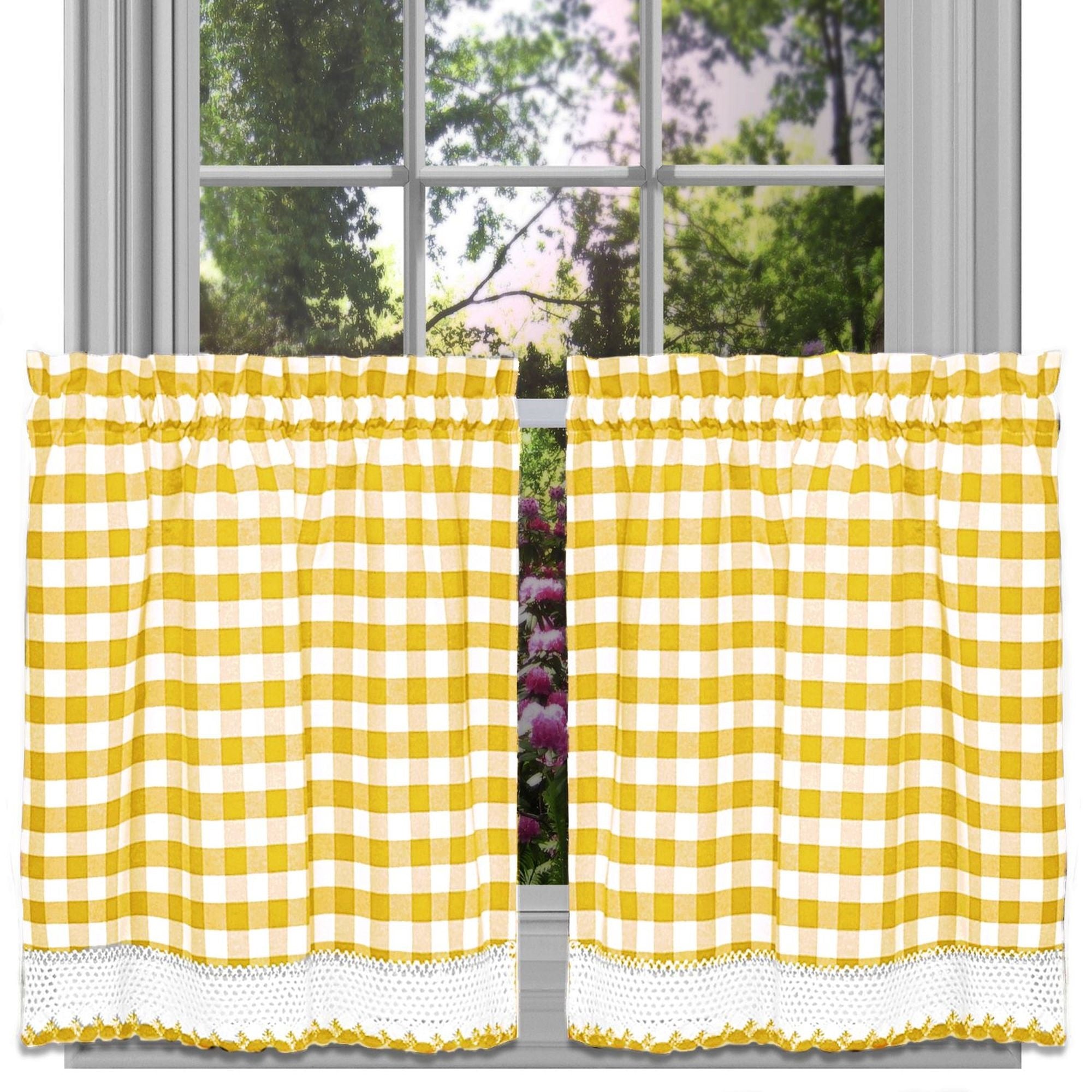 Ergode Buffalo Check Window Curtain Tier Pair - 58x24 - Yellow