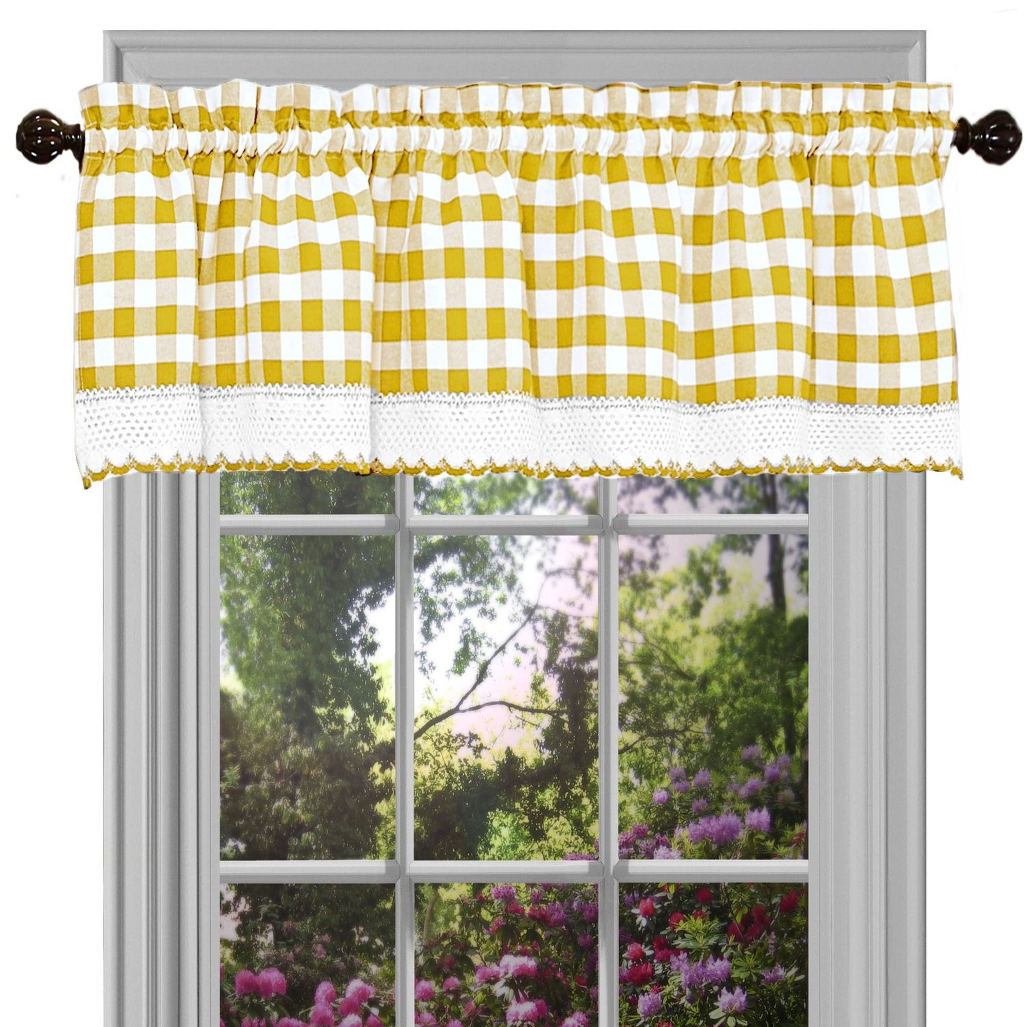 Buffalo Check Window Curtain Valance - 58x14 - Yellow