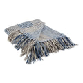 DII French Blue & Gray Houndstooth Plaid Throw