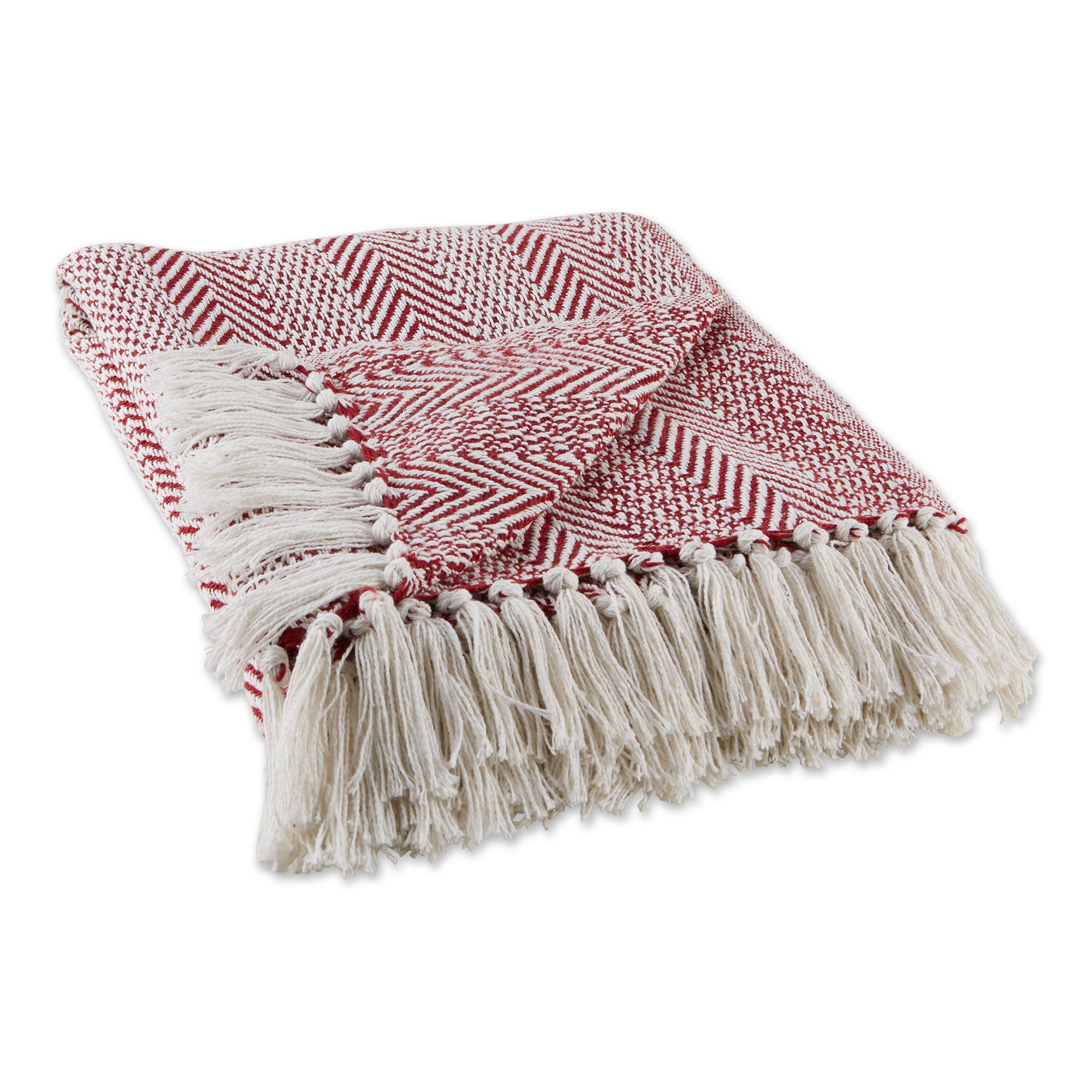 DII Barn Red Herringbone Stripe Throw