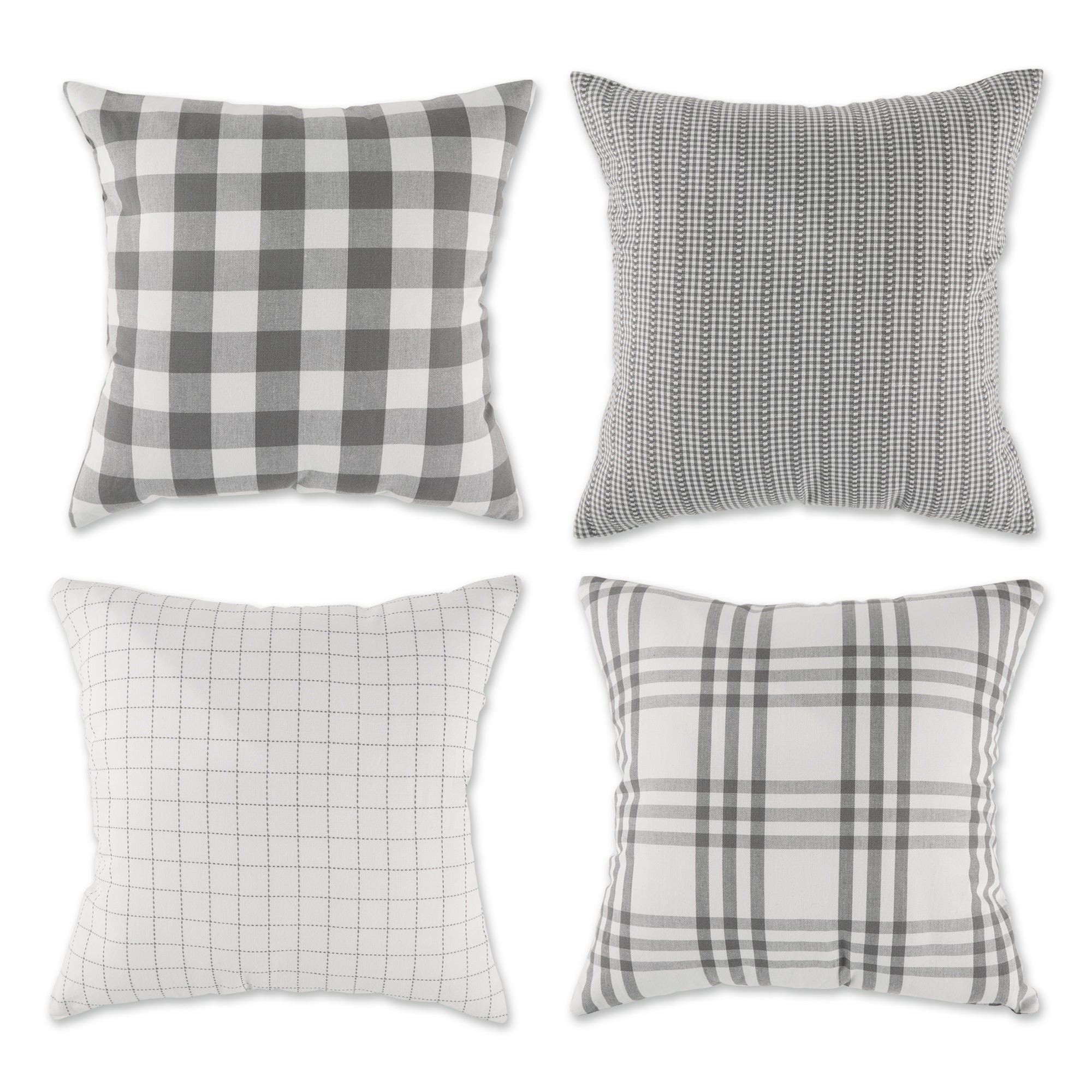 DII Asst Gray Farmhouse Pillow Cover 18x18 inch, 4 Piece