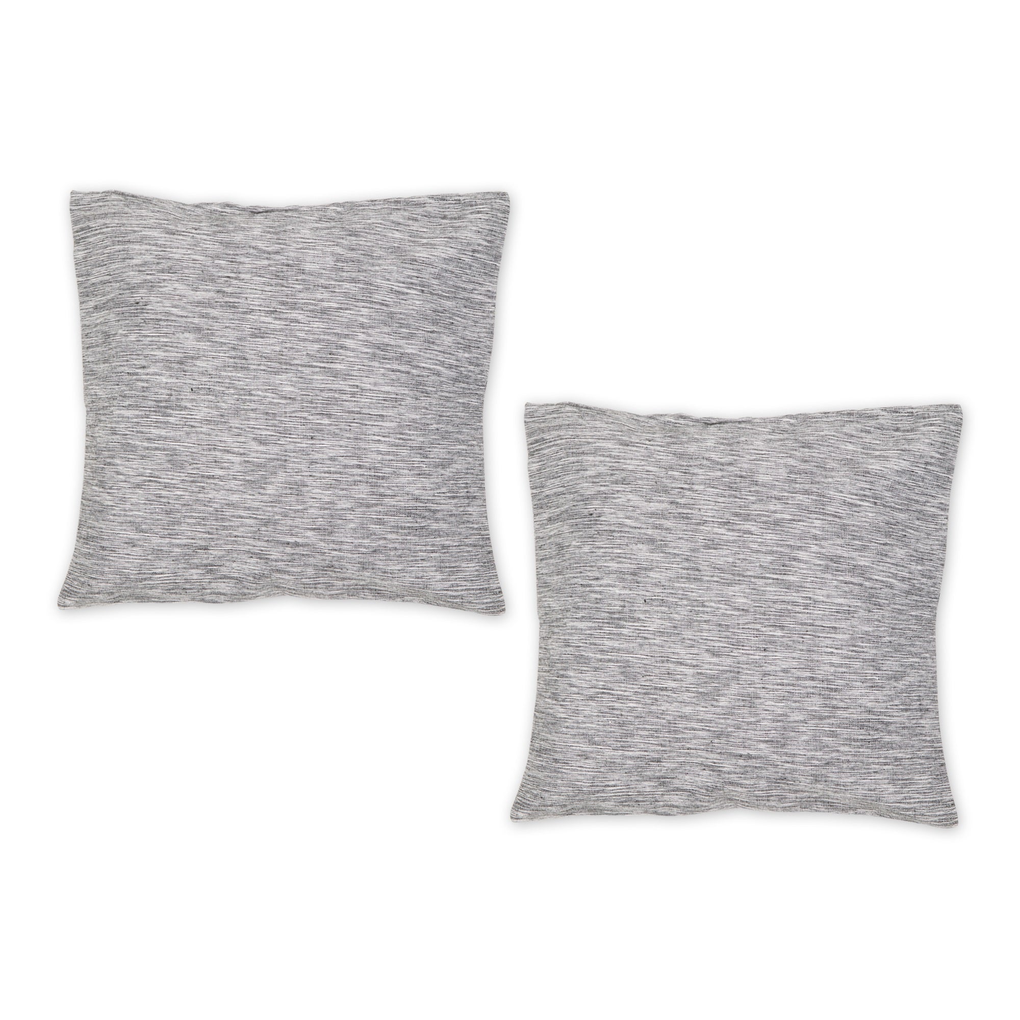 BLACK AND OFF-WHITE TONAL RECYCLED COTTON PILLOW 18x18 SET/2