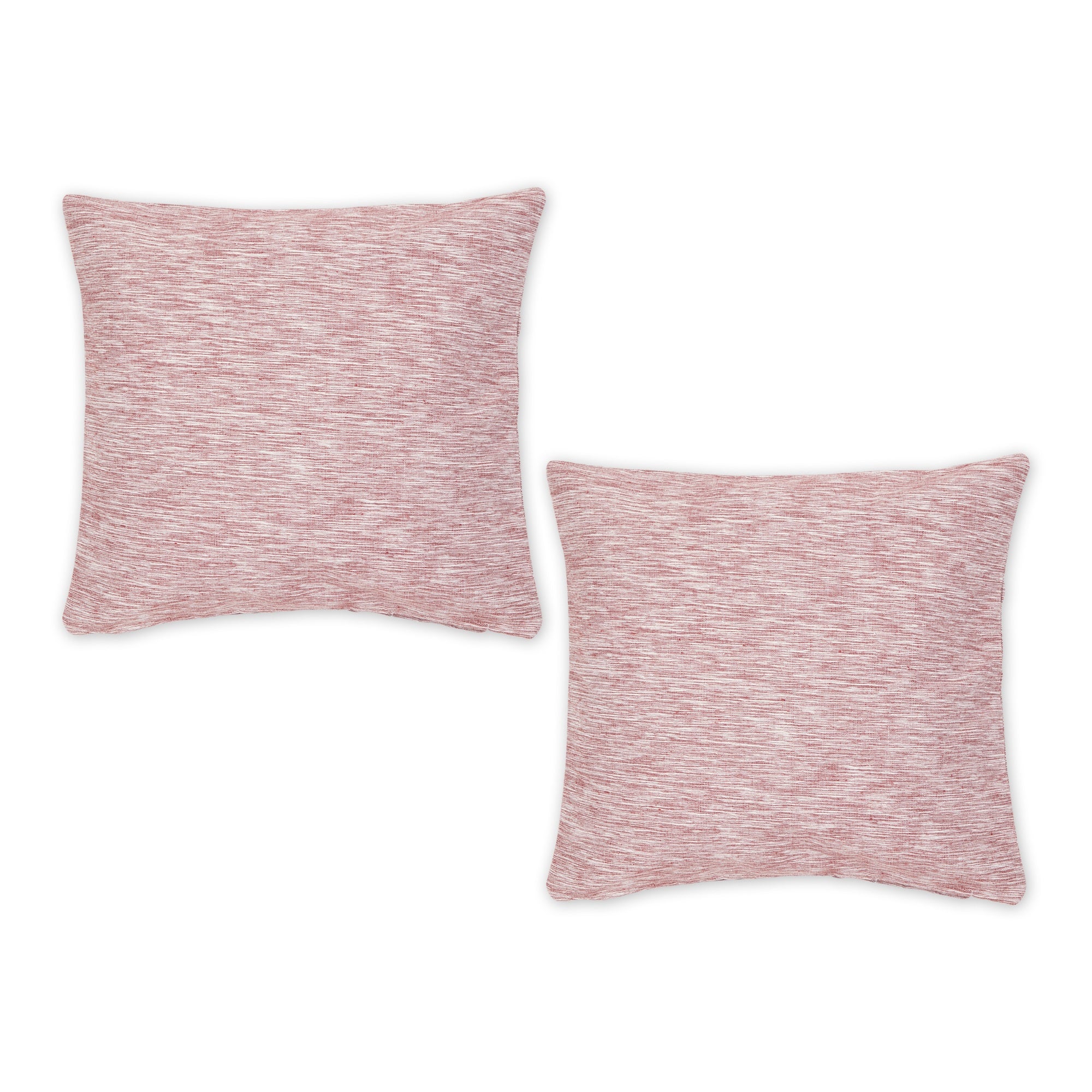 BARN RED AND OFF-WHITE TONAL RECYCLED COTTON PILLOW 18x18 SET/2