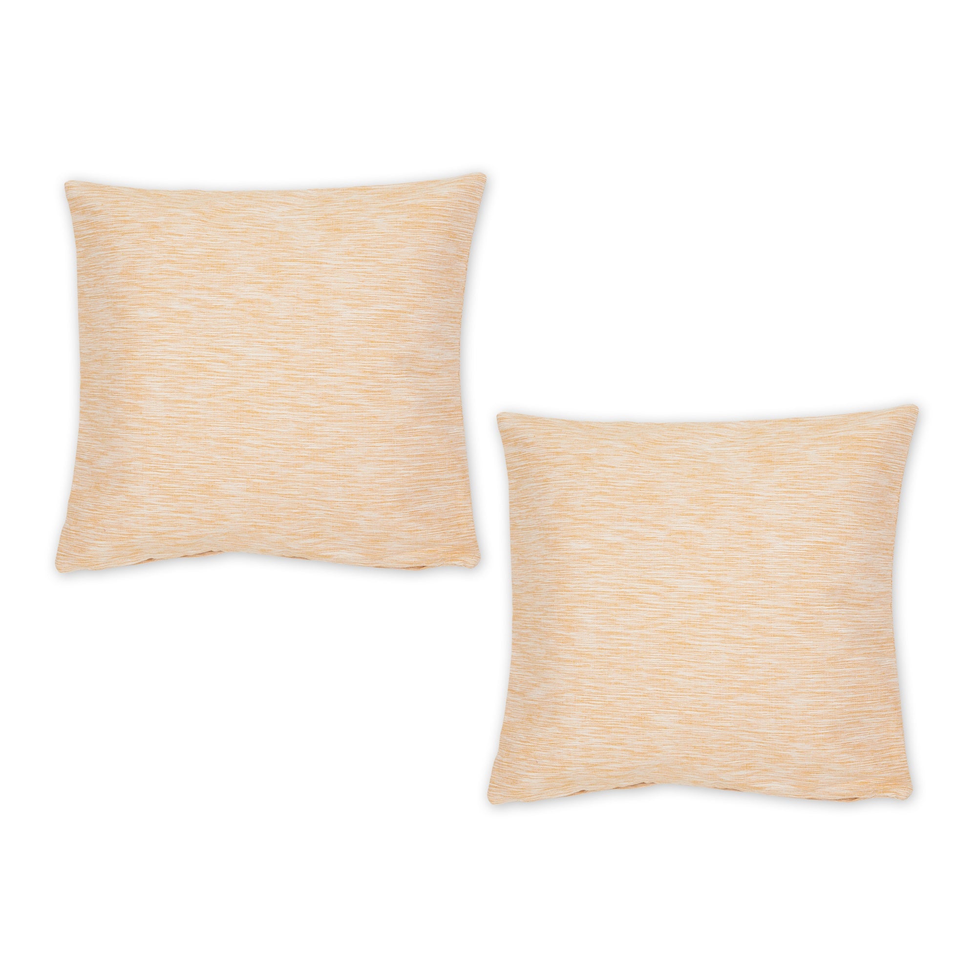 HONEY GOLD AND OFF-WHITE TONAL RECYCLED COTTON PILLOW 18x18 SET/2