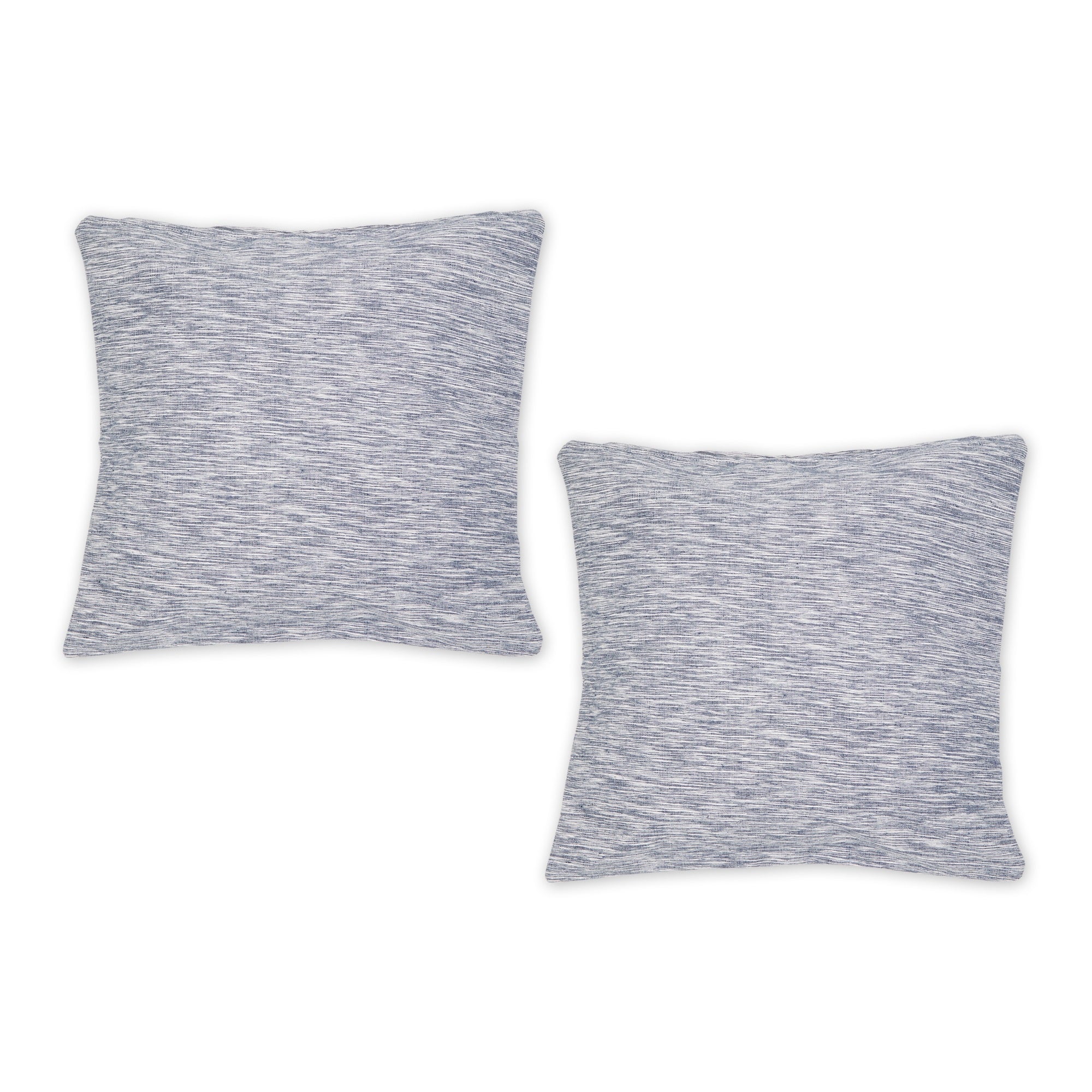 NAVY AND OFF-WHITE TONAL RECYCLED COTTON PILLOW 18x18 SET/2