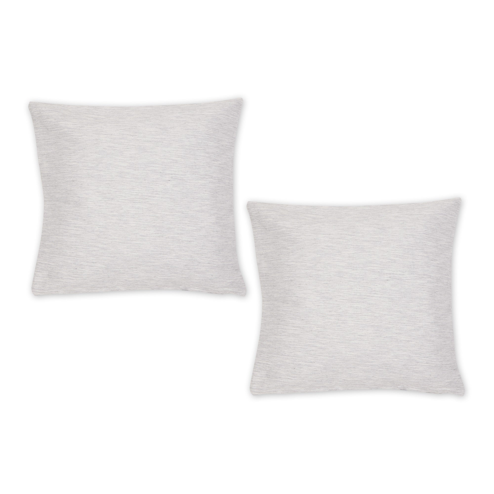 LIGHT GRAY AND OFF-WHITE TONAL RECYCLED COTTON PILLOW 18x18 SET/2