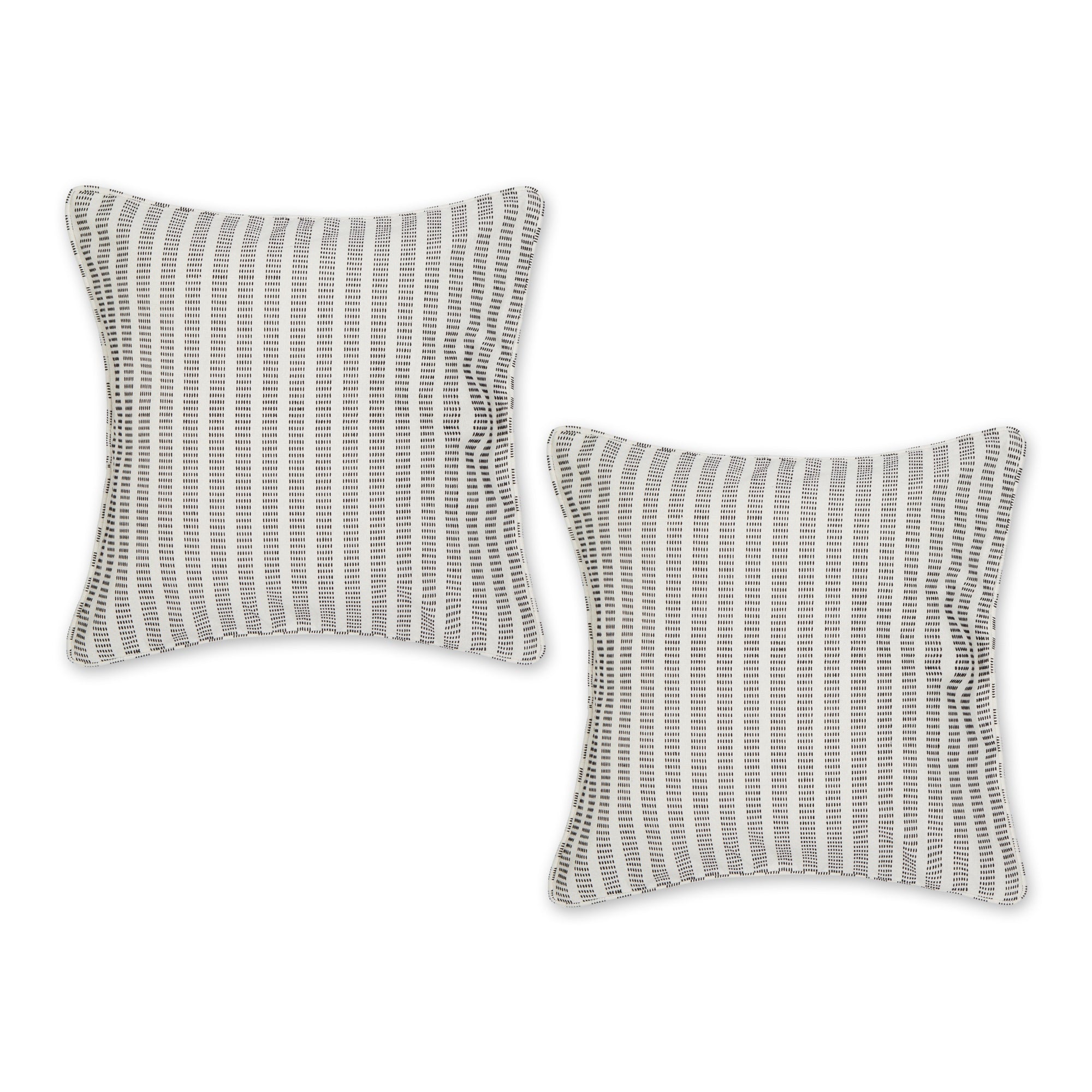 OFF-WHITE DOBBY STRIPES RECYCLED COTTON PILLOW COVER 18x18 SET/2