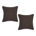 CHOCOLATE BROWN DOBBY STRIPES RECYCLED COTTON PILLOW COVER 18x18 SET/2