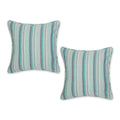 TEAL HERRINGBONE STRIPE RECYCLED COTTON PILLOW COVER 18x18 SET/2