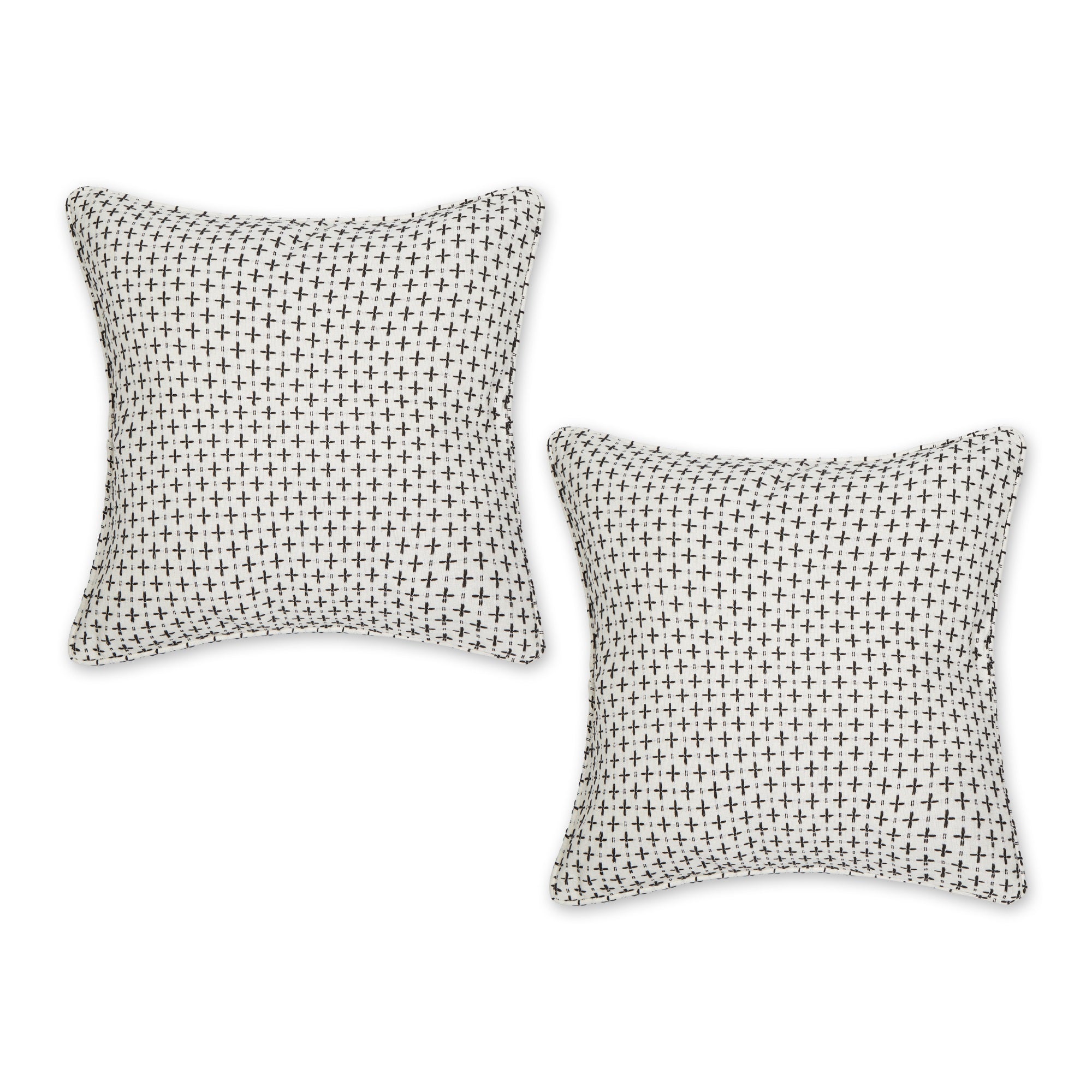 OFF-WHITE DOBBY PLUS RECYCLED COTTON PILLOW COVER 18x18 SET/2