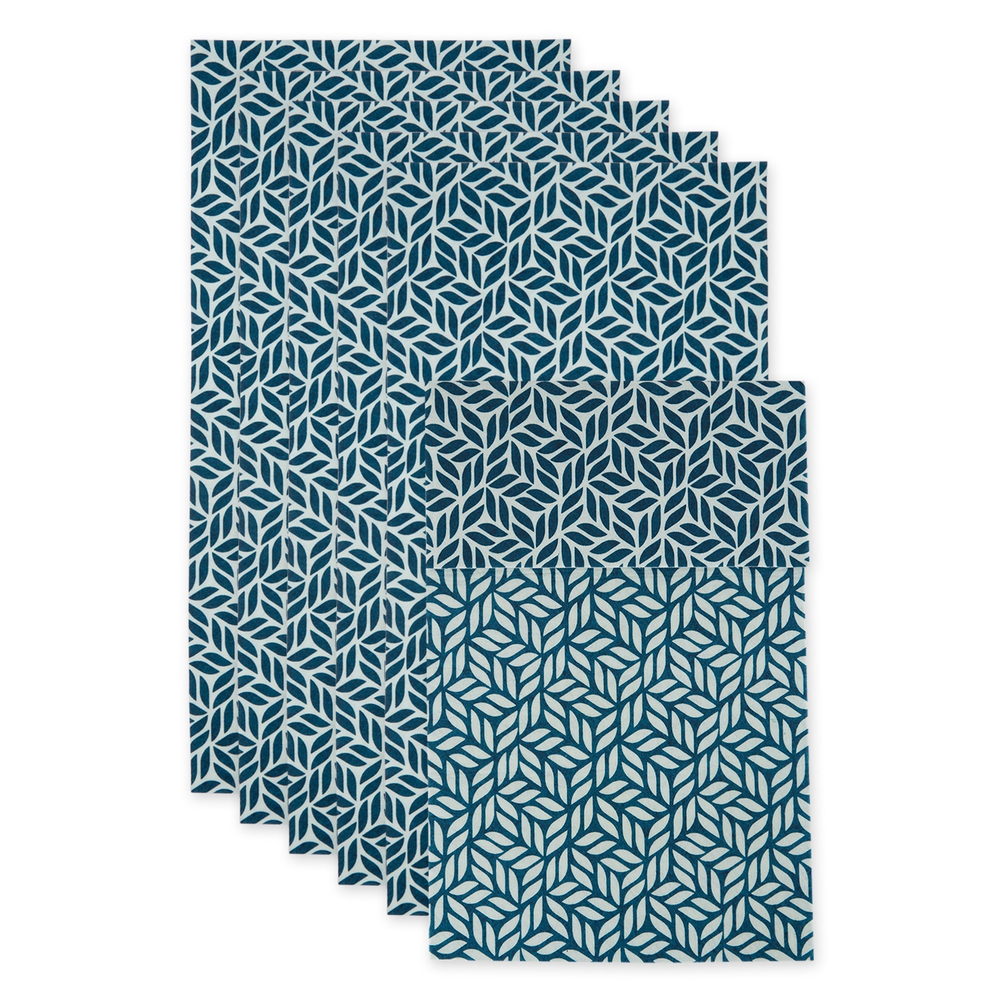NAUTICAL BLUE ABSTRACT LEAF PRINT FRIDGE LINER SET/6