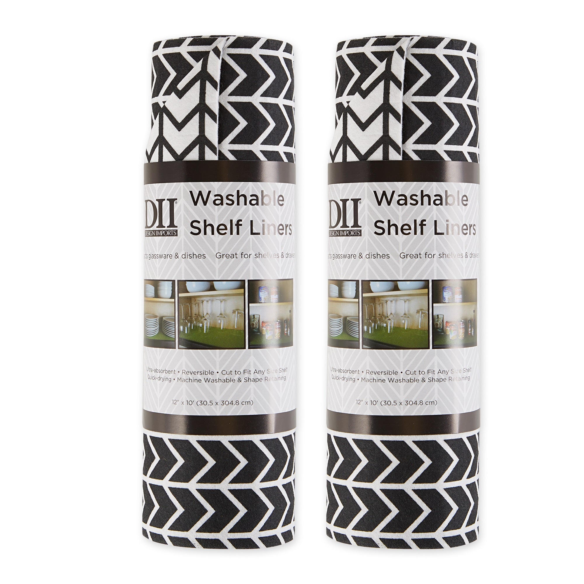 BLACK HERRINGBONE SHELF LINER SET/2