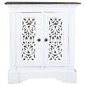Sunset Trading Cottage Solid Wood Accent Cabinet | Two Doors with Storage | Distressed White/Driftwood Brown | Fully Assembled D