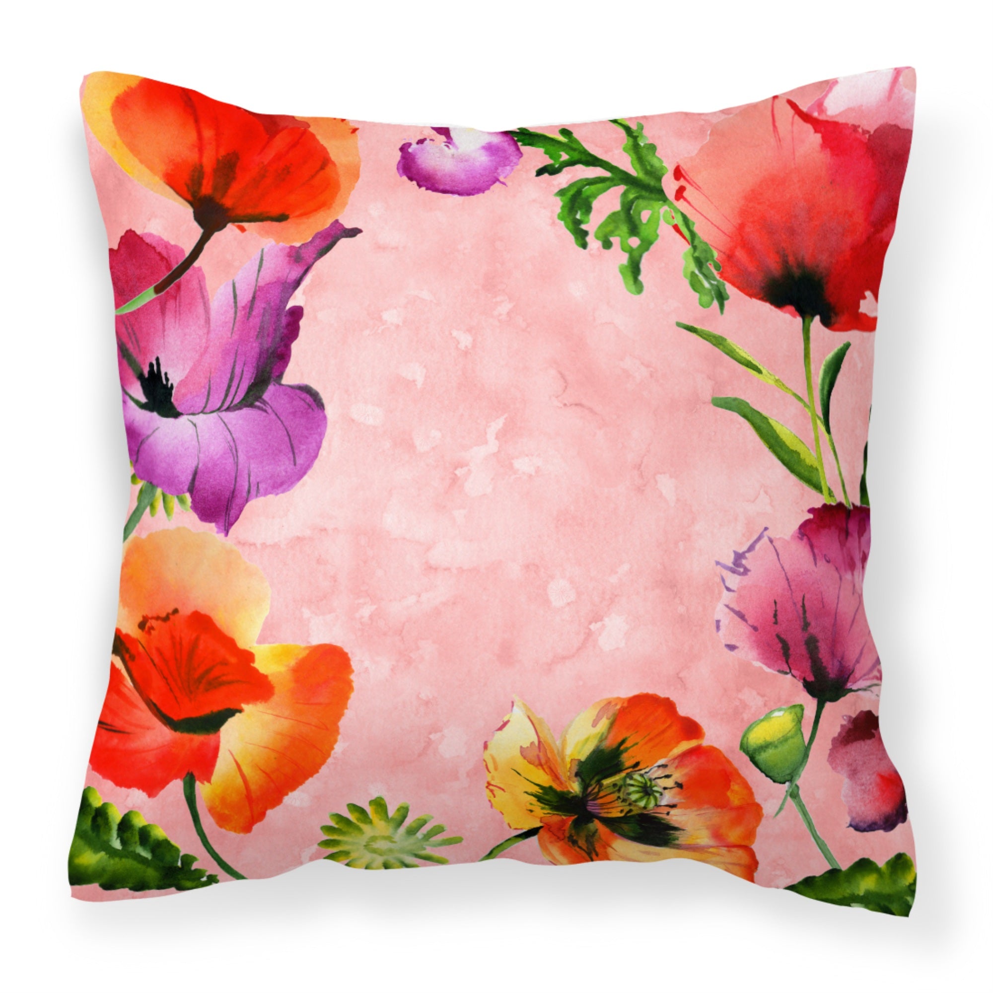 Carolines Treasures CK1701PW1818 Poppy Flowers Fabric Decorative Pillow patio-furniture-pillows, Multicolor