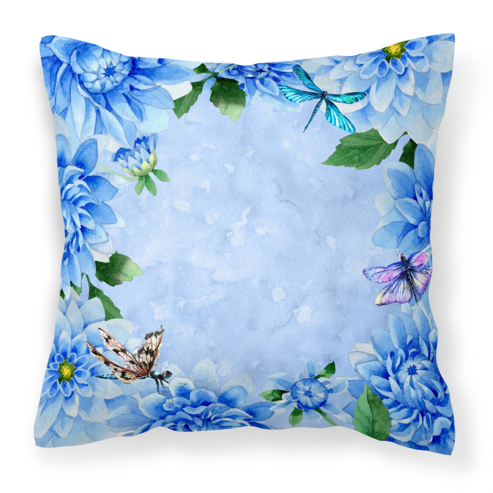 Carolines Treasures CK1705PW1818 Blue Dahlias Fabric Decorative Pillow patio-furniture-pillows, Multicolor
