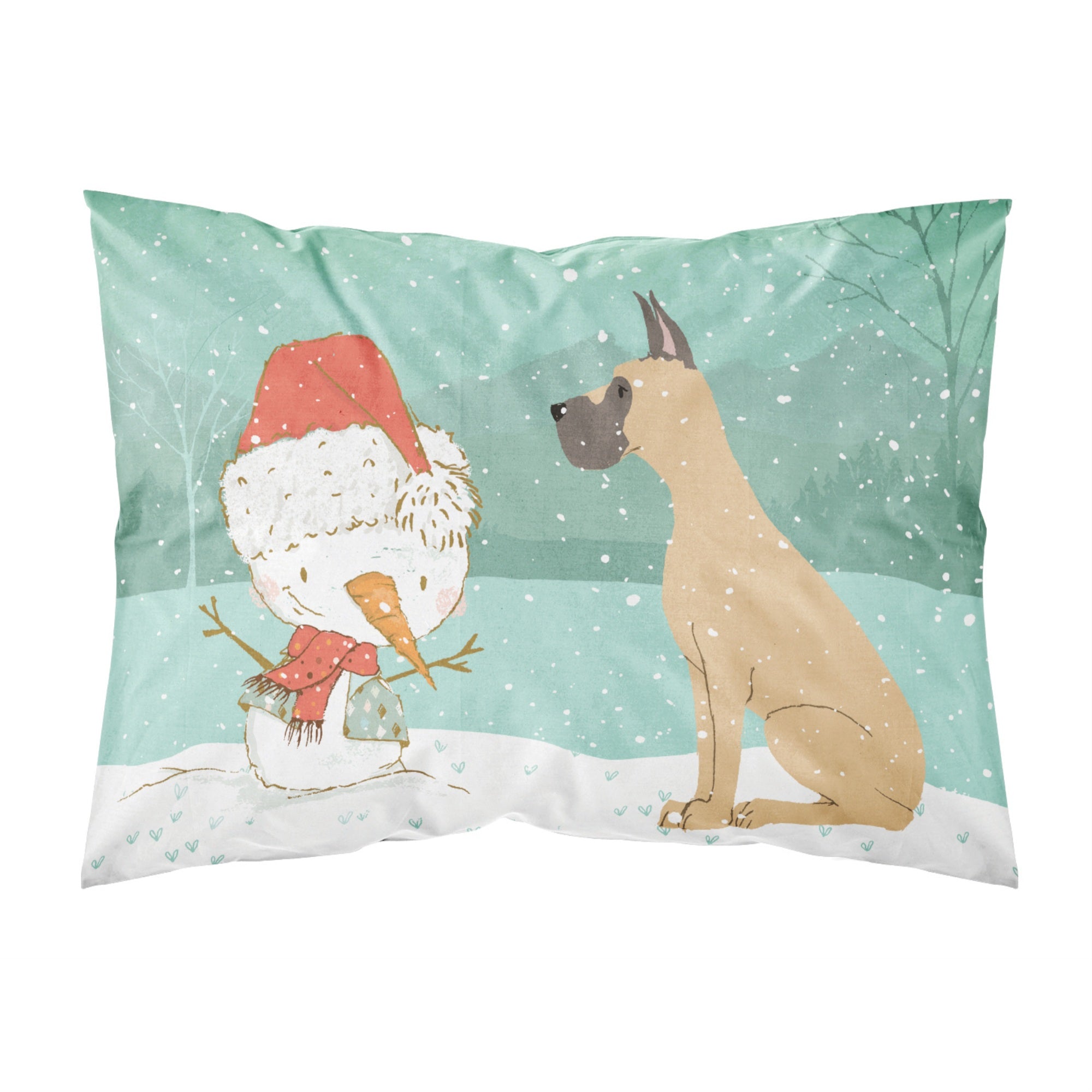 Carolines Treasures Snowman Cropped Fawn Dane Christmas Fabric Standard Pillowcase