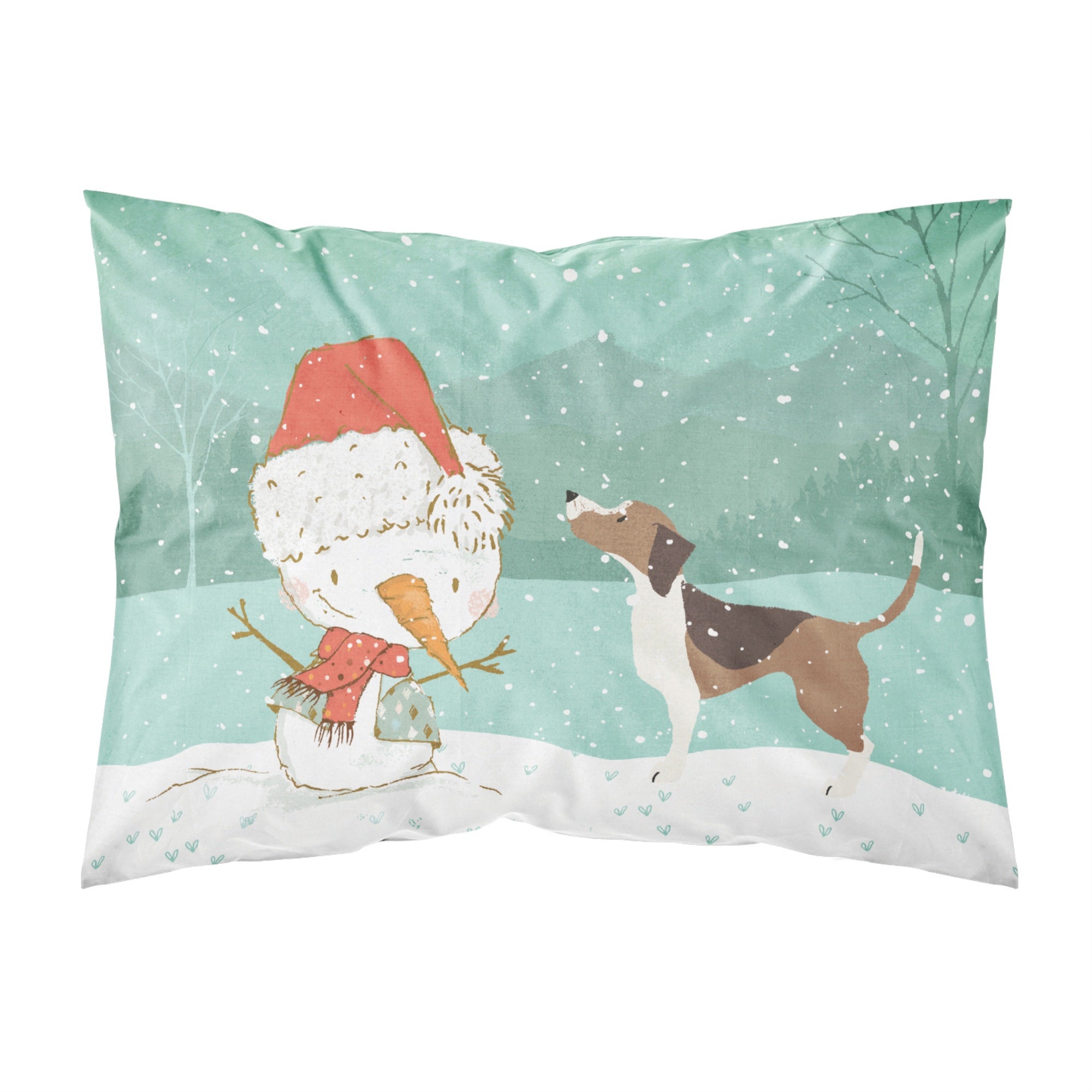 Carolines Treasures Snowman Beagle Christmas Fabric Standard Pillowcase
