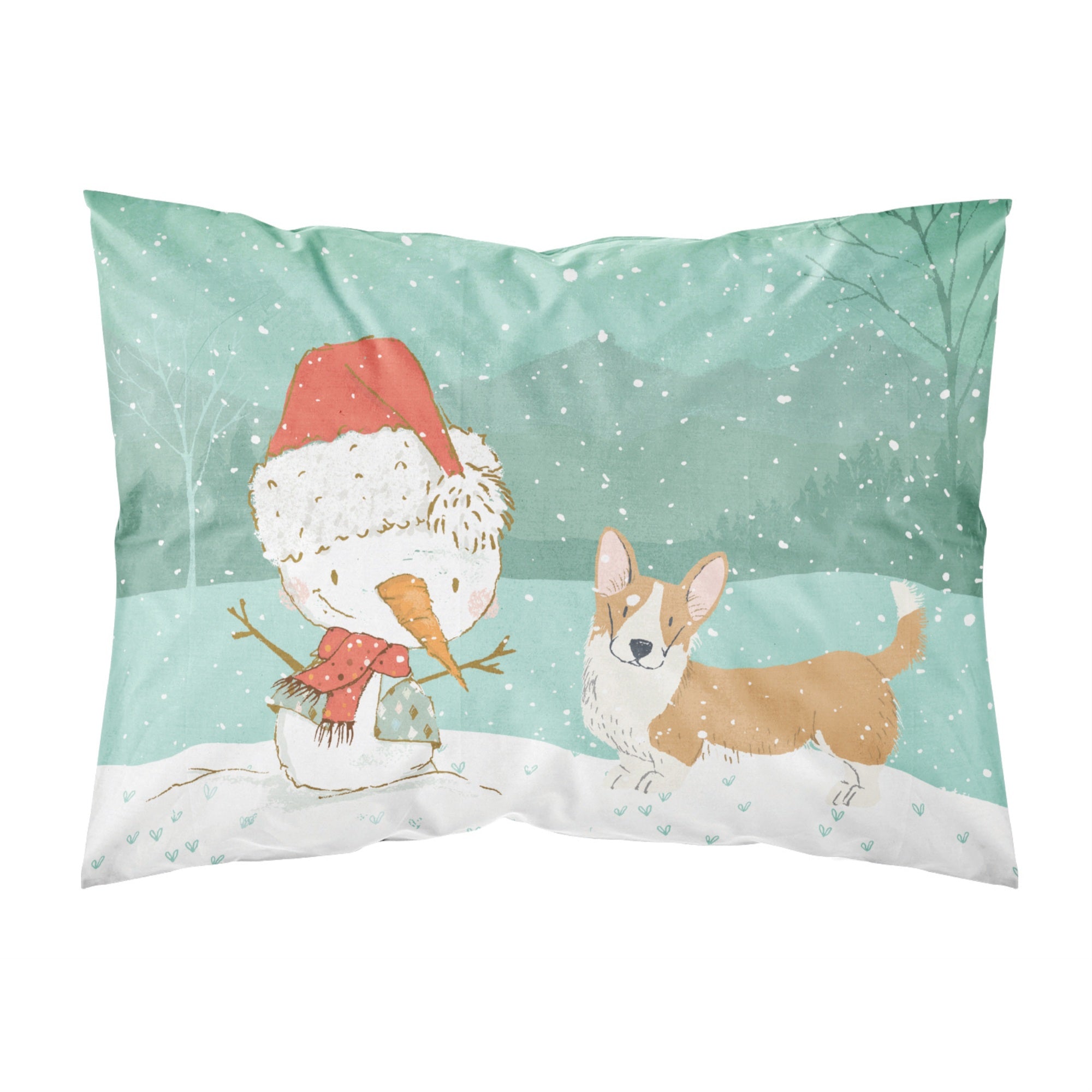 Carolines Treasures Snowman Cardigan Corgi Christmas Fabric Standard Pillowcase