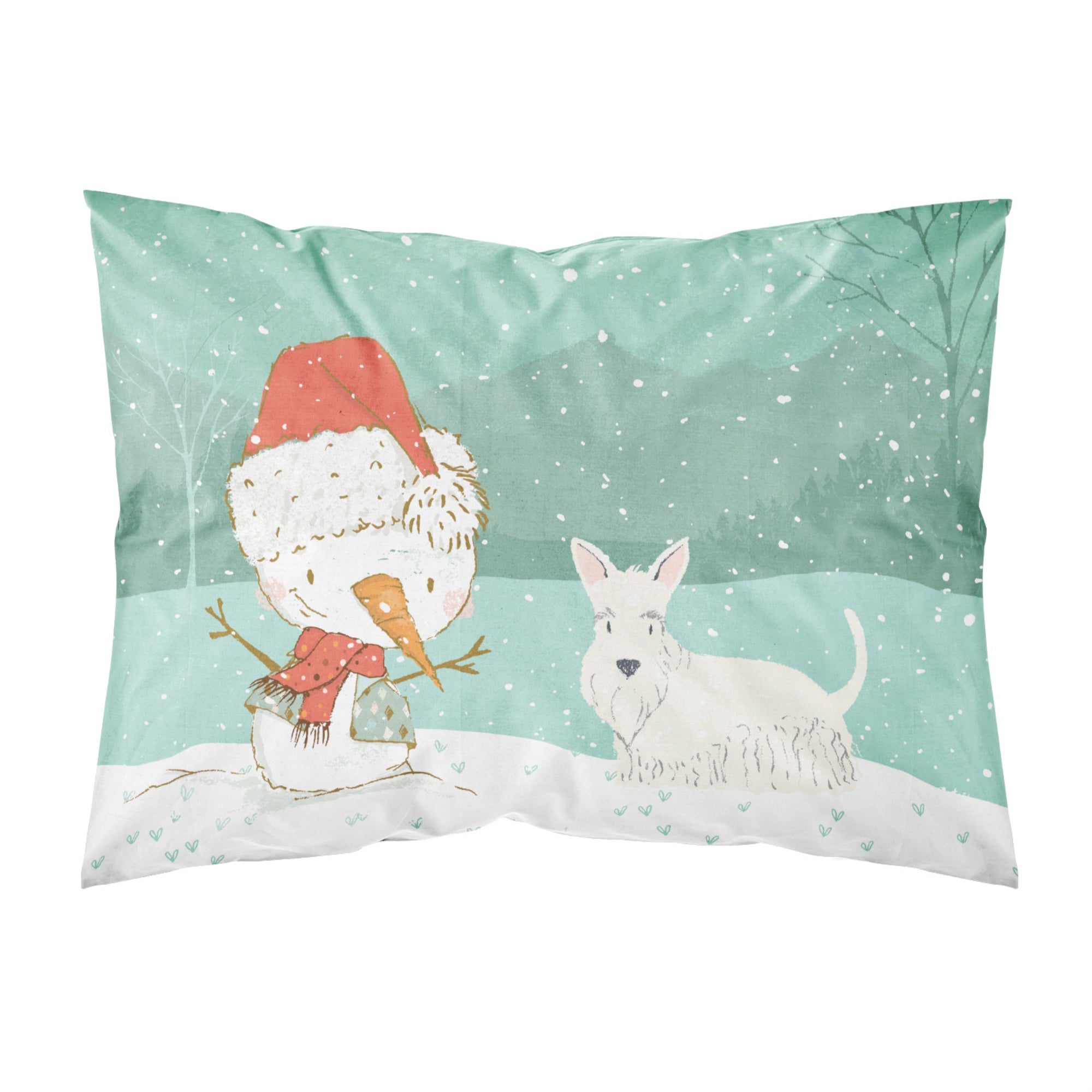 Carolines Treasures Snowman Wheaten Scottish Terrier Christmas Fabric Standard Pillowcase