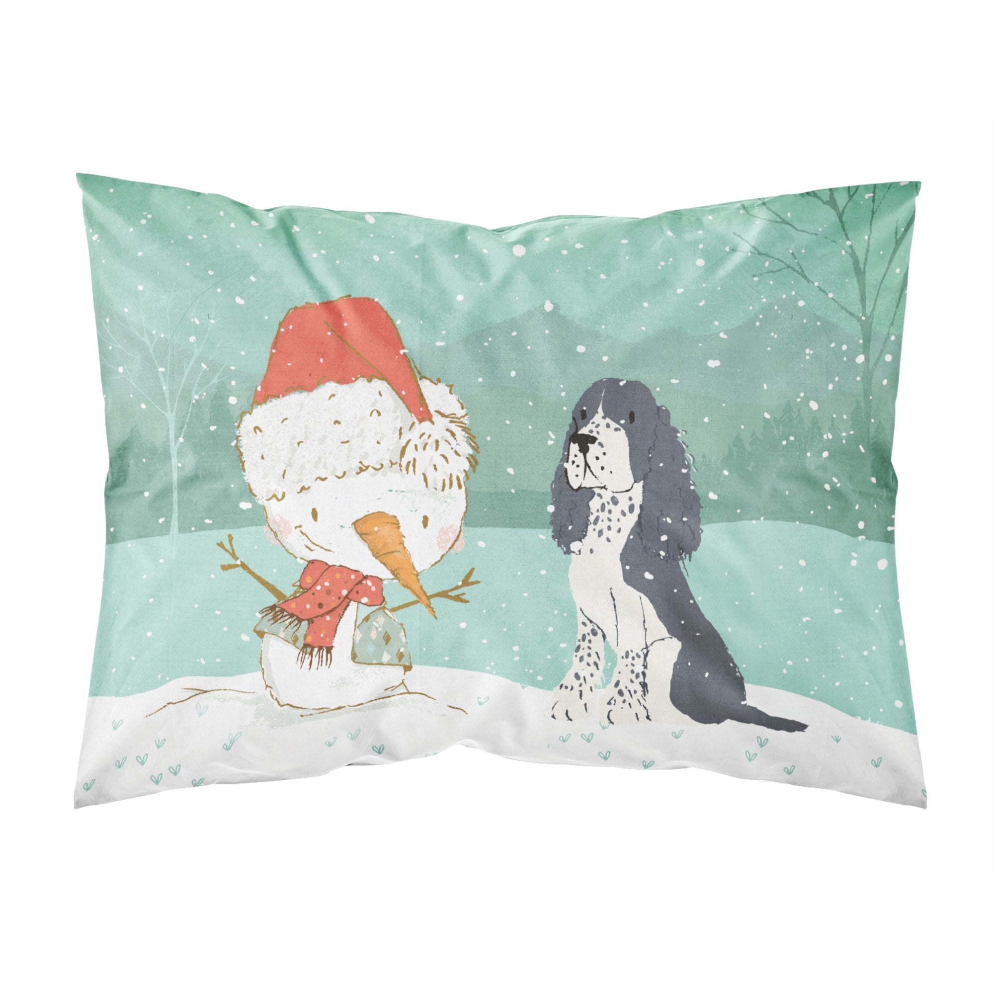 Carolines Treasures Snowman English Springer Spaniel Christmas Fabric Standard Pillowcase