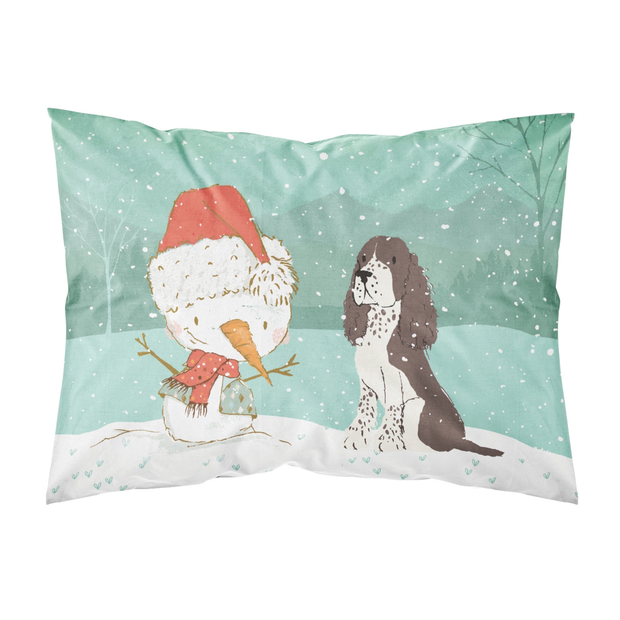 Carolines Treasures Snowman Brown English Springer Spaniel Christmas Fabric Standard Pillowcase
