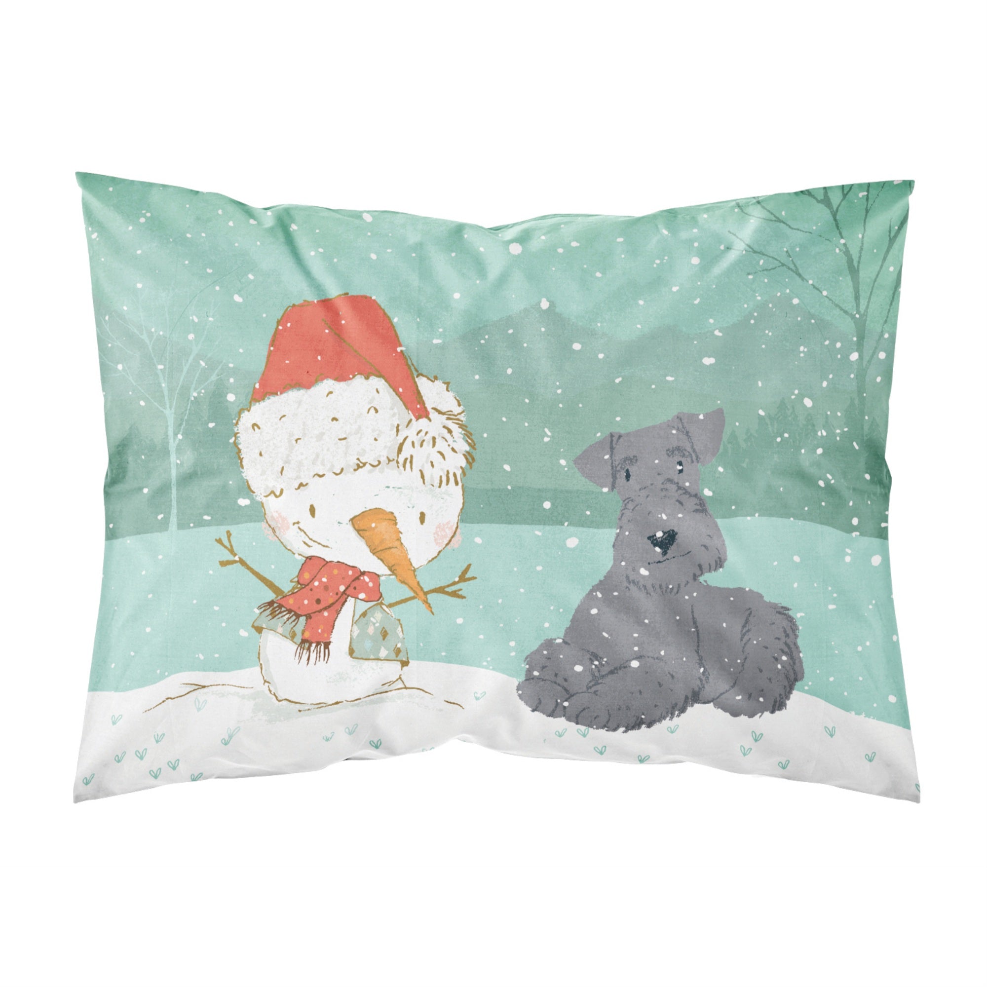 Carolines Treasures Lakeland Terrier Snowman Christmas Fabric Standard Pillowcase, Multicolor