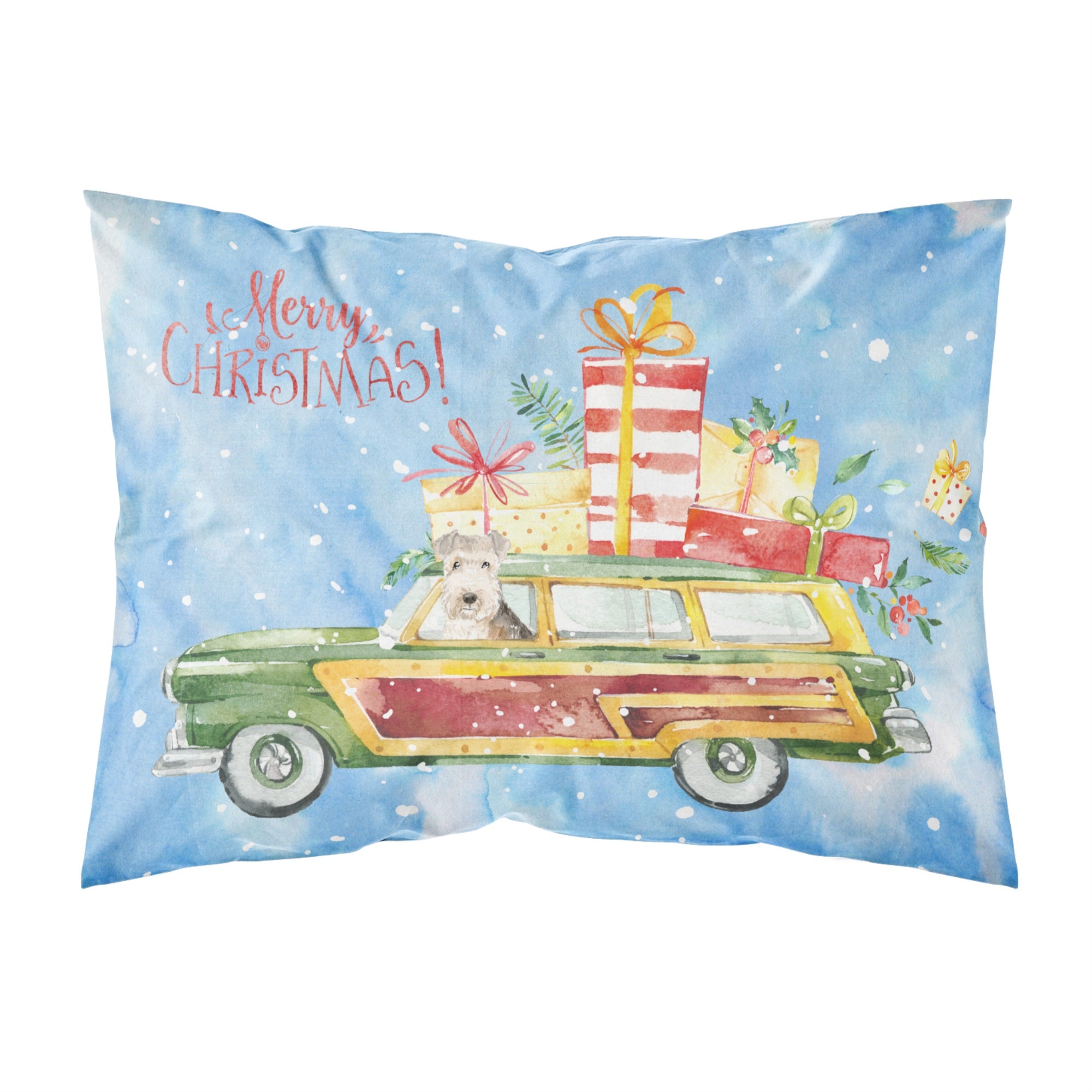 Merry Christmas Lakeland Terrier Fabric Standard Pillowcase