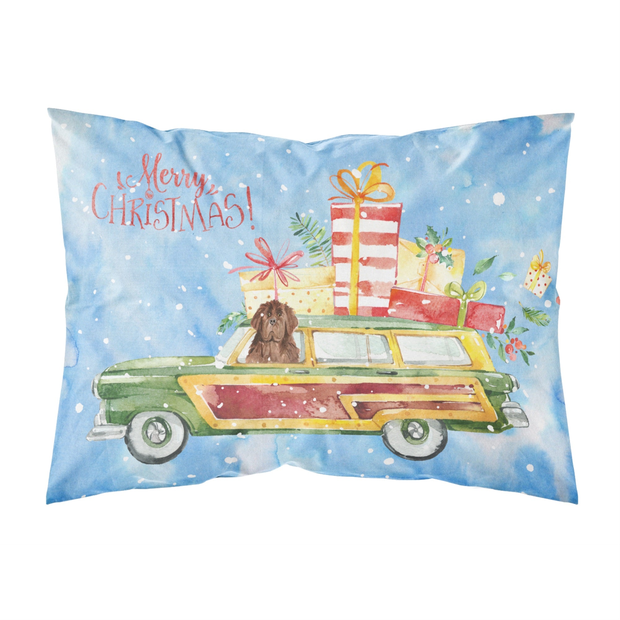 Merry Christmas Newfoundland Fabric Standard Pillowcase