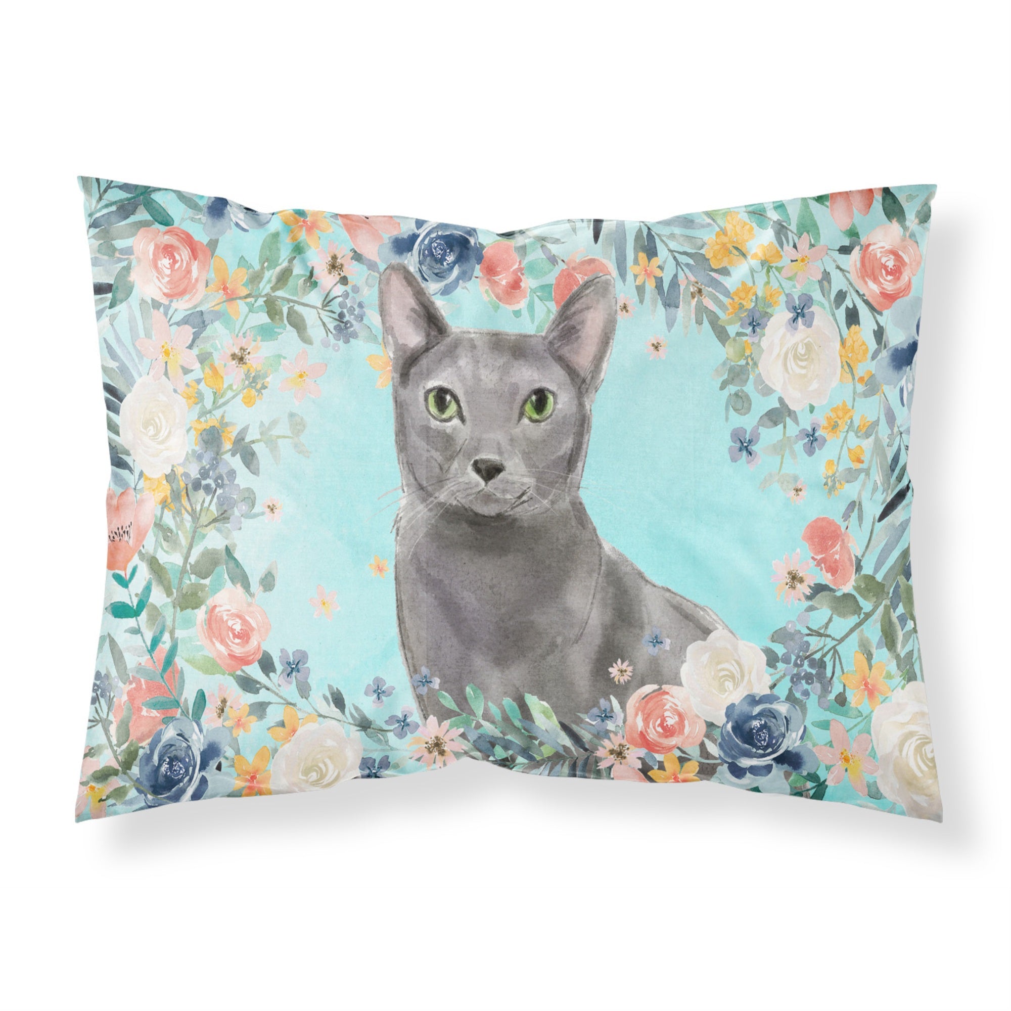 Carolines Treasures Blue Russian Spring Flowers Fabric Standard pillowcases, Multicolor