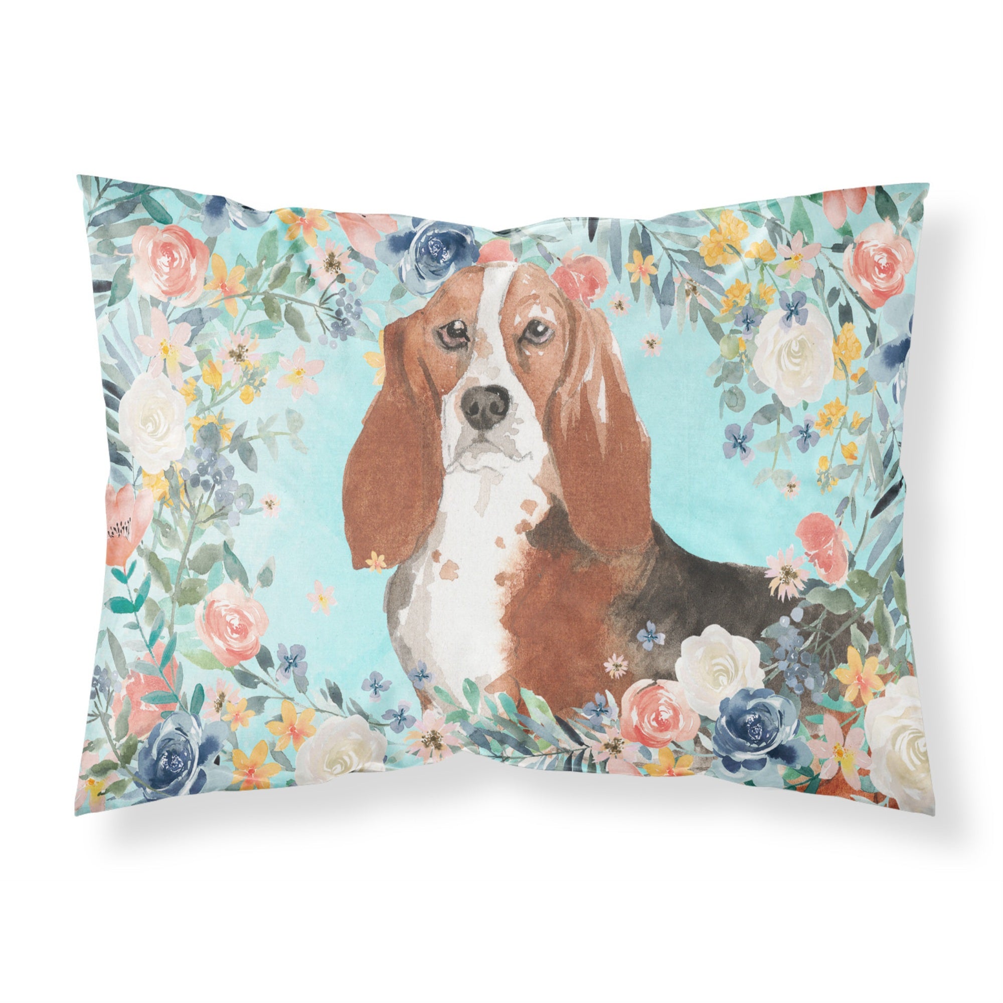 Carolines Treasures Basset Hound Fabric Standard pillowcases, Multicolor