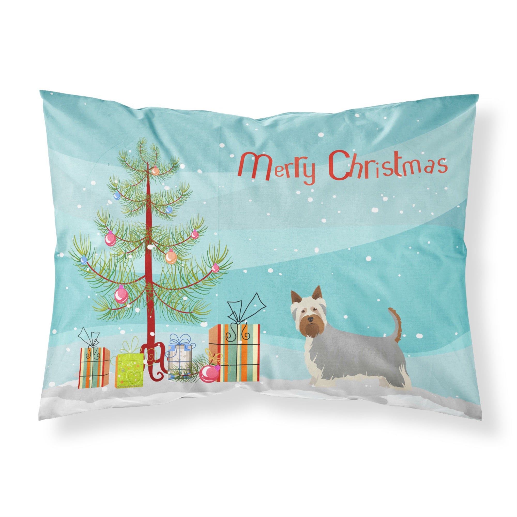 Carolines Treasures Australian Silky Terrier Christmas Tree Fabric Standard pillowcases, Multicolor