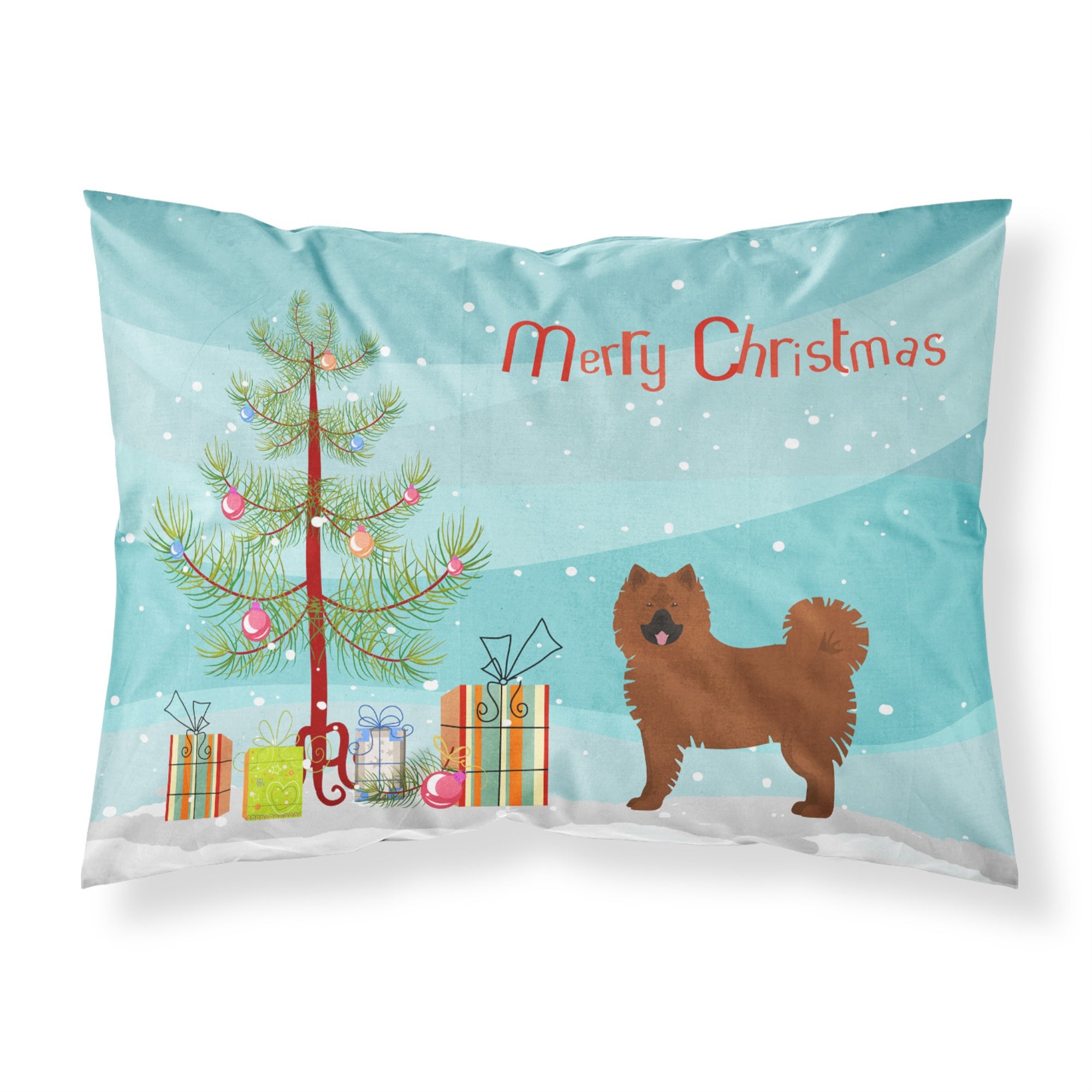 Carolines Treasures Eurasier or Eurasian Dog Christmas Tree Fabric Standard pillowcases, Multicolor