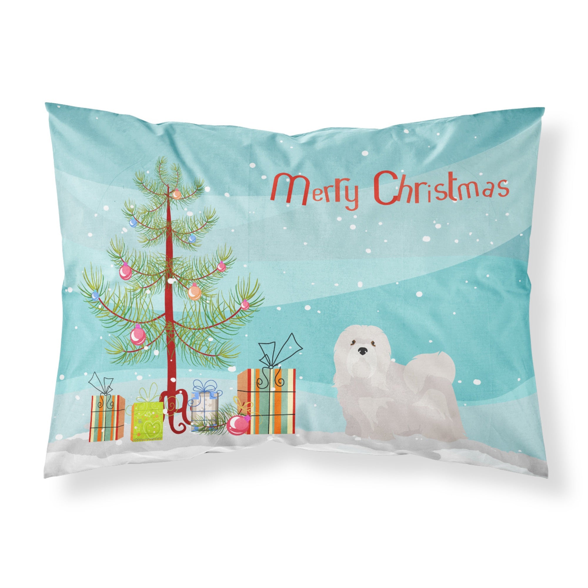 Carolines Treasures White Lhasa Apso Christmas Tree Fabric Standard pillowcases, Multicolor